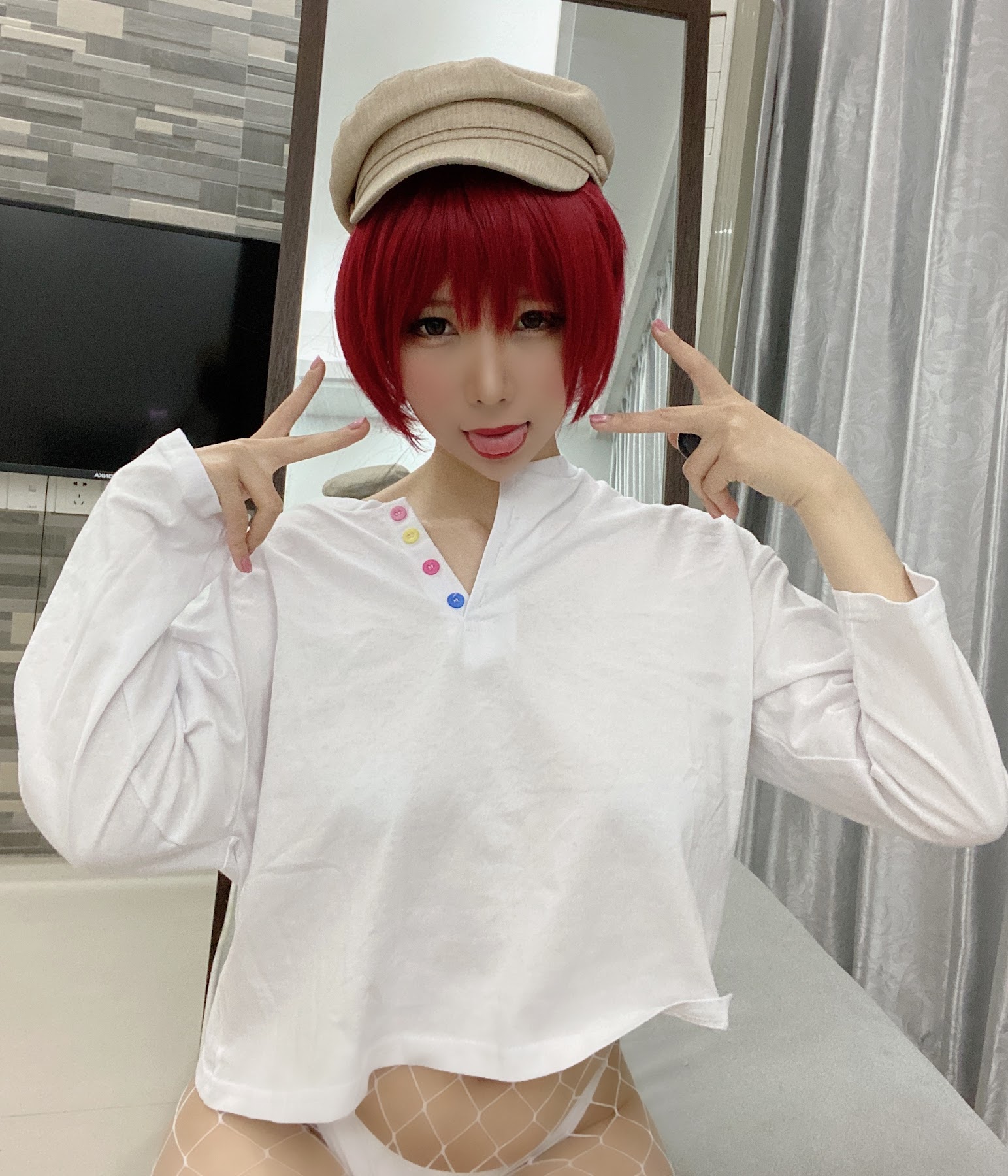 Coser@Kano Nozomi (鹿野希) Vol.10 红发白网袜 - P18