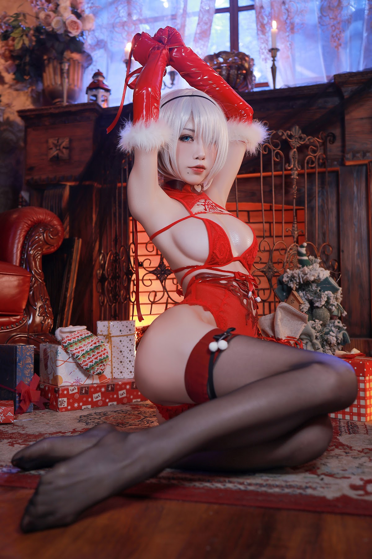 Coser@水淼Aqua Vol.075 圣诞2B 内衣+丝带 - P15