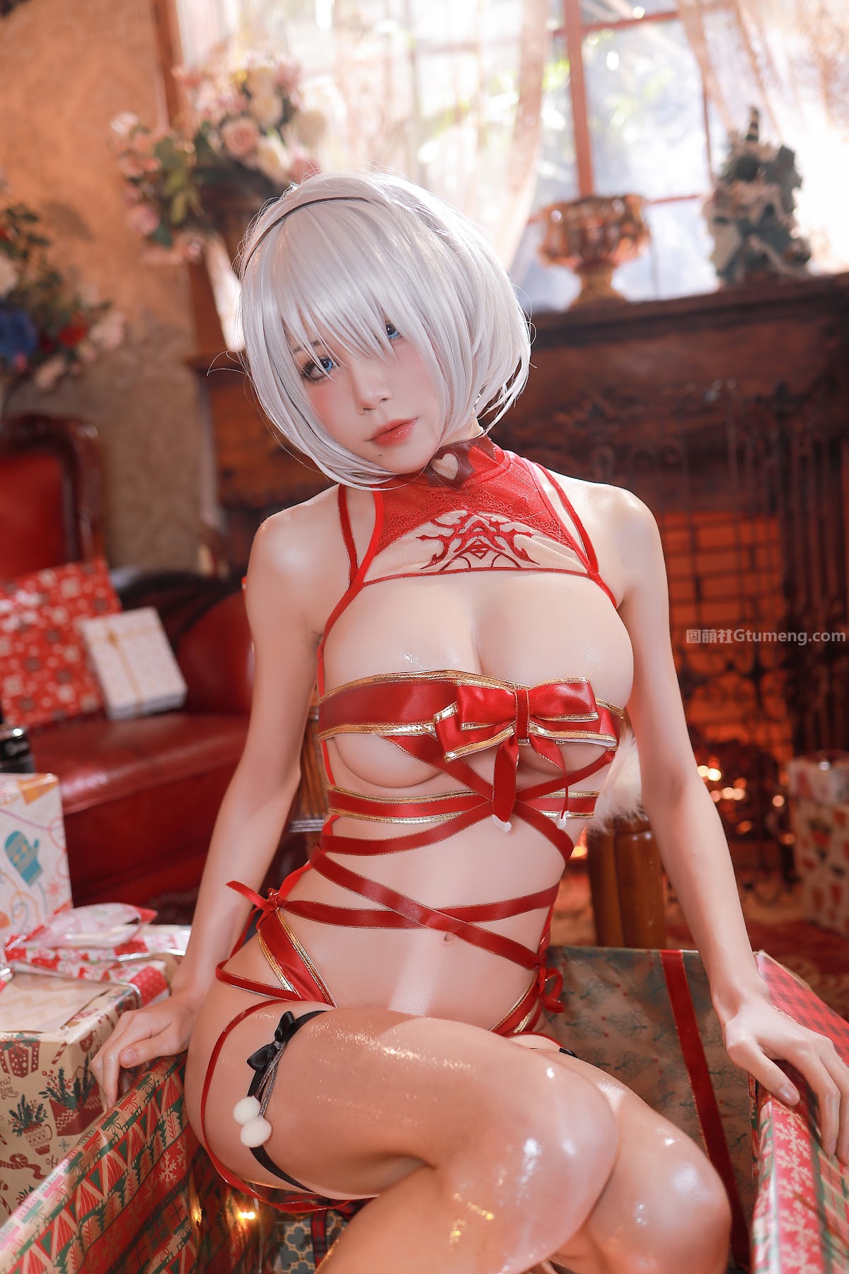 Coser@水淼Aqua Vol.075 圣诞2B 内衣+丝带 - P82