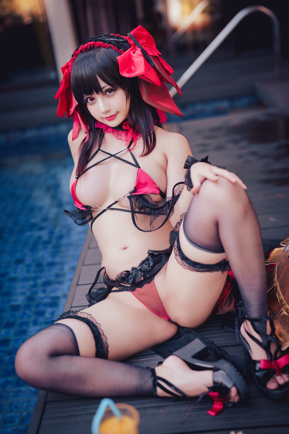Coser@沖田凜花Rinka – Kurumi Tokisaki Swimsuit - P15