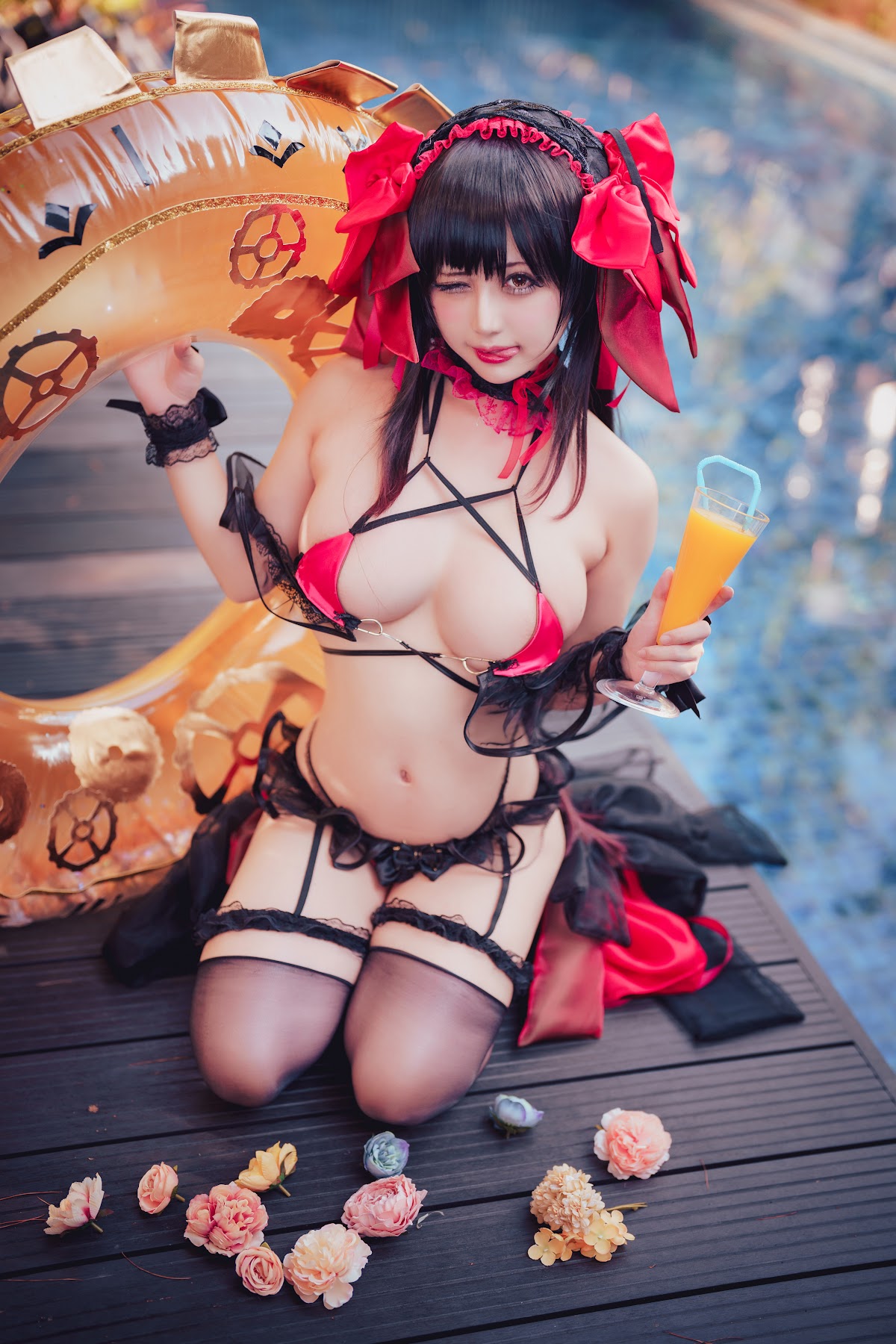 Coser@沖田凜花Rinka – Kurumi Tokisaki Swimsuit - P7