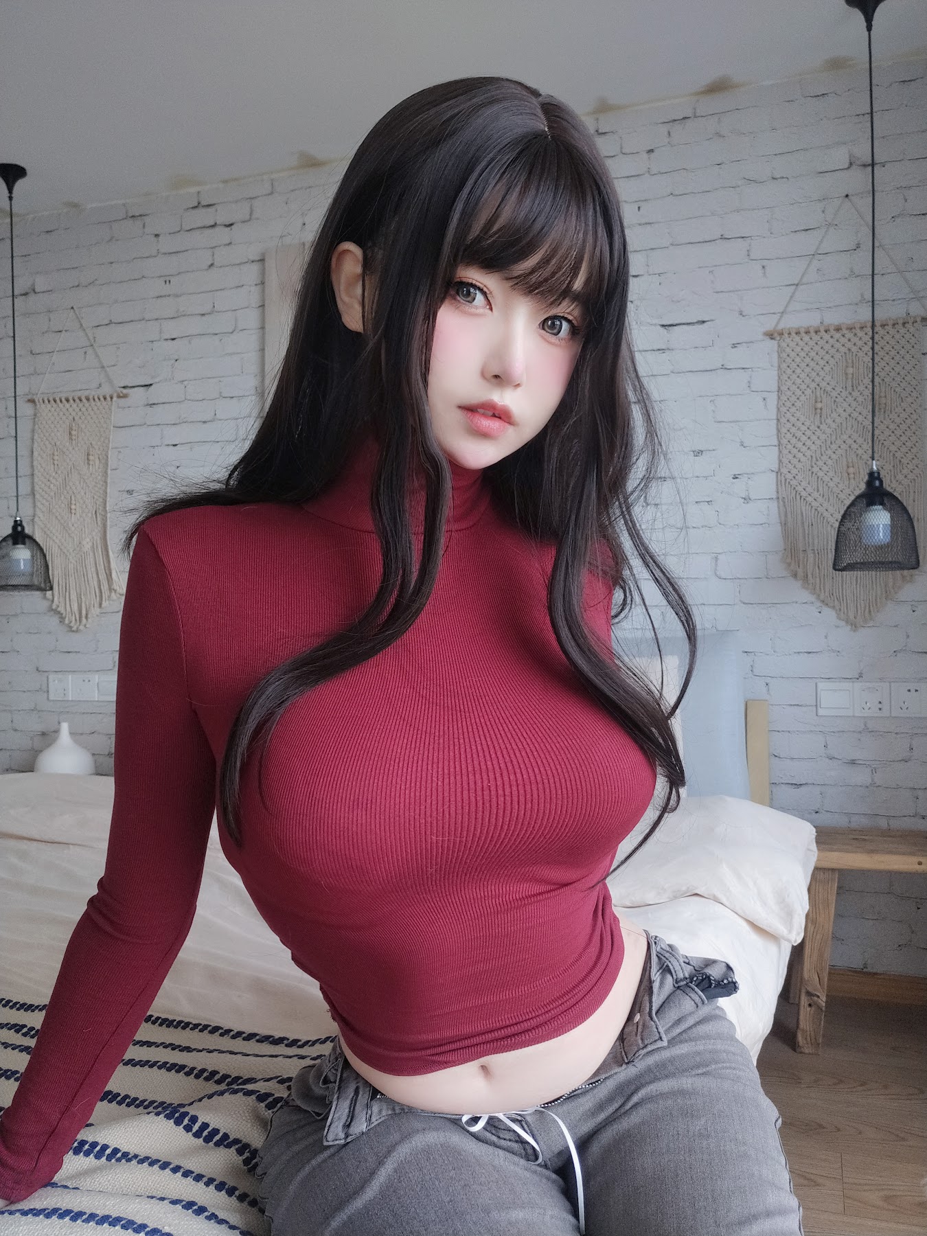 Coser@女主K – 红色毛衣的丰满妹妹 - P103
