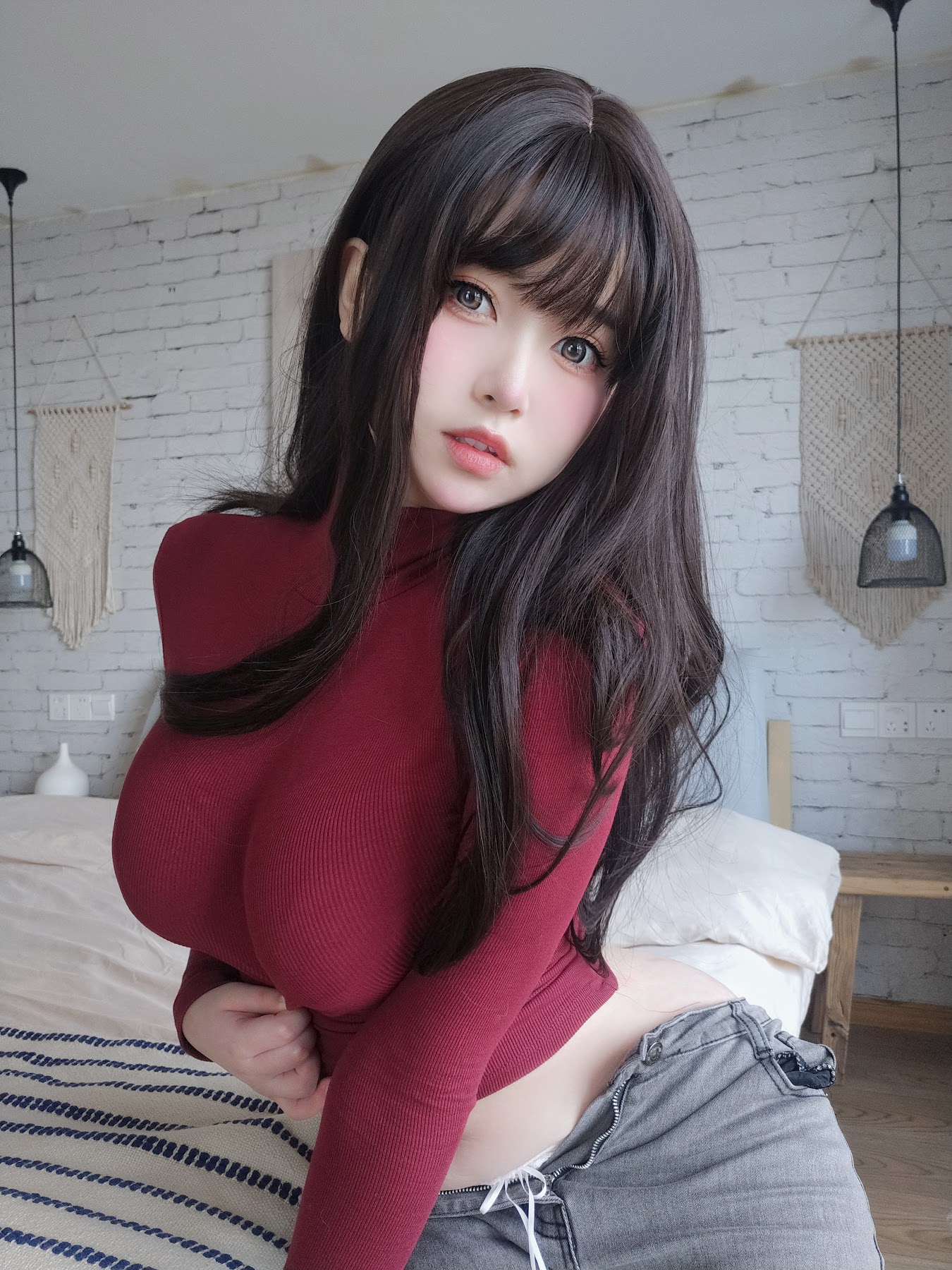 Coser@女主K – 红色毛衣的丰满妹妹 - P87