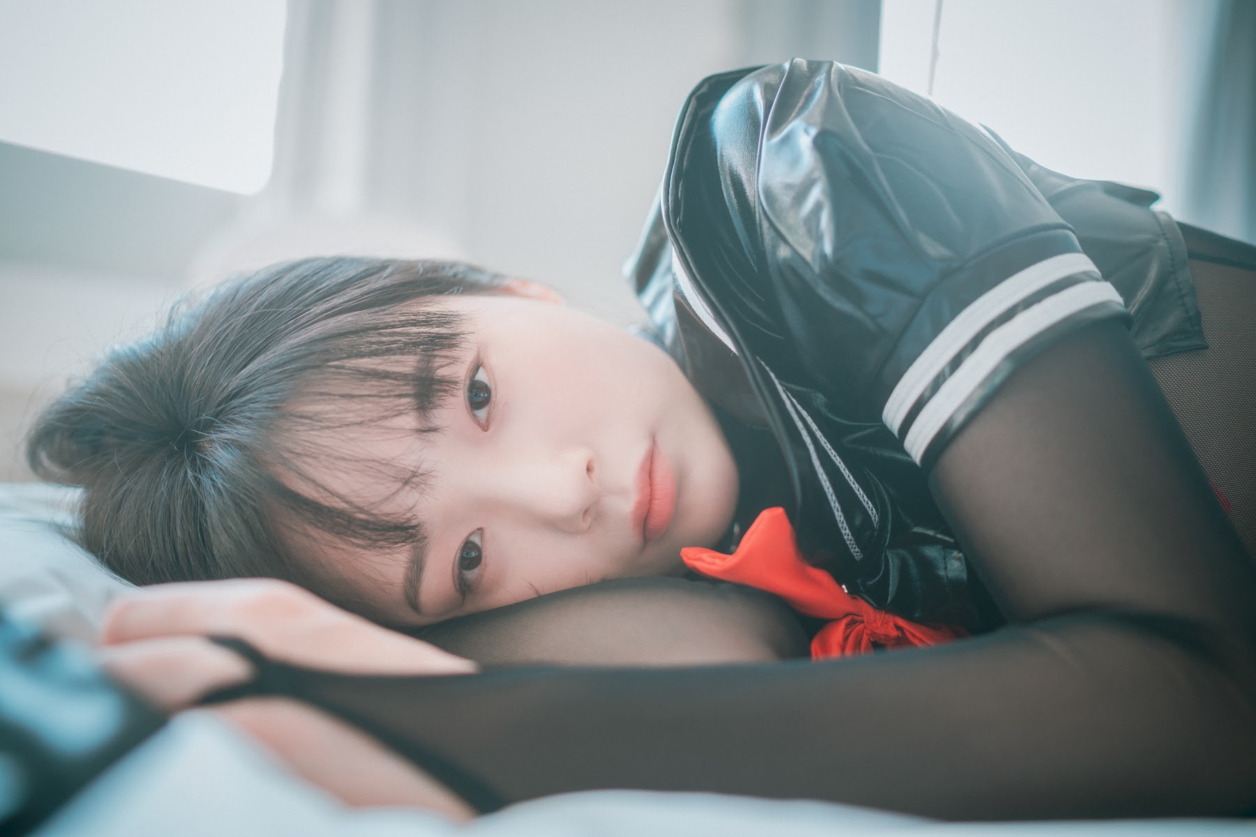 DJAWA Photo – Pia (피아) – Leather Black Schoolgirl - P99