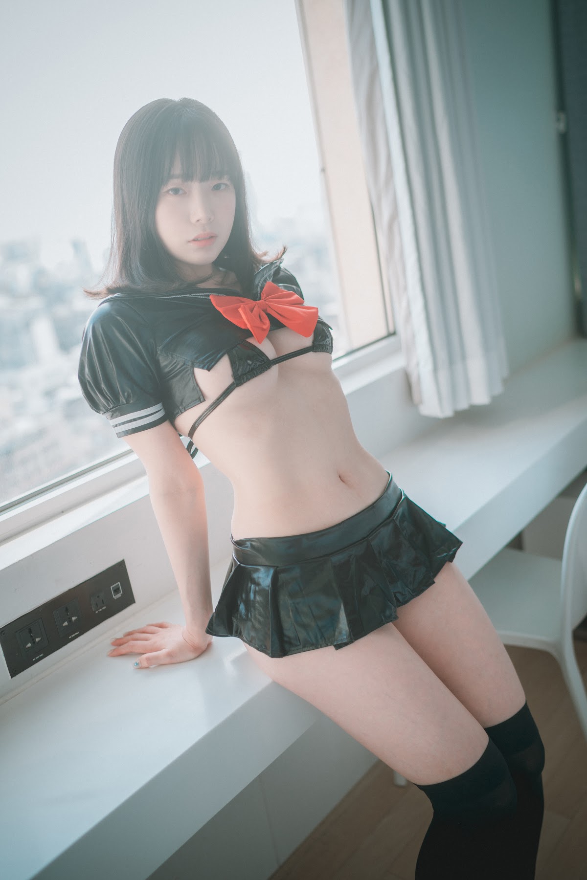 DJAWA Photo – Pia (피아) – Leather Black Schoolgirl - P11