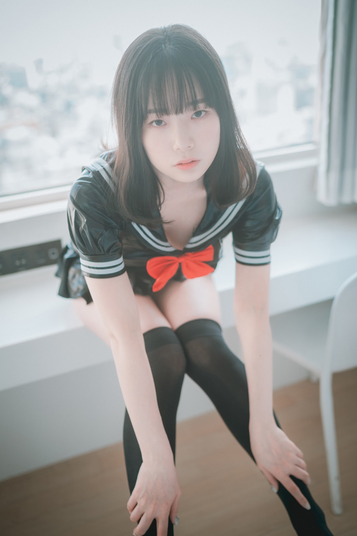 DJAWA Photo – Pia (피아) – Leather Black Schoolgirl - P13