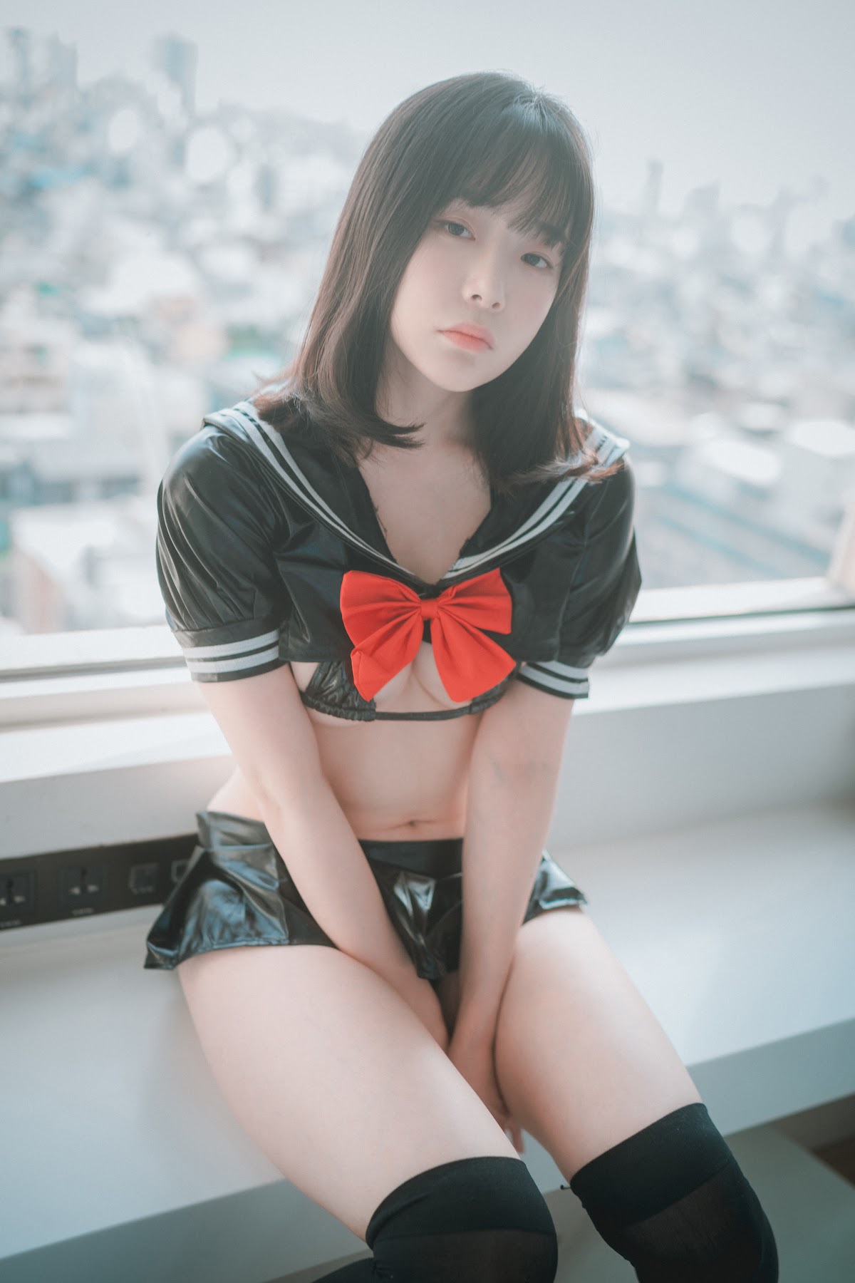 DJAWA Photo – Pia (피아) – Leather Black Schoolgirl - P23