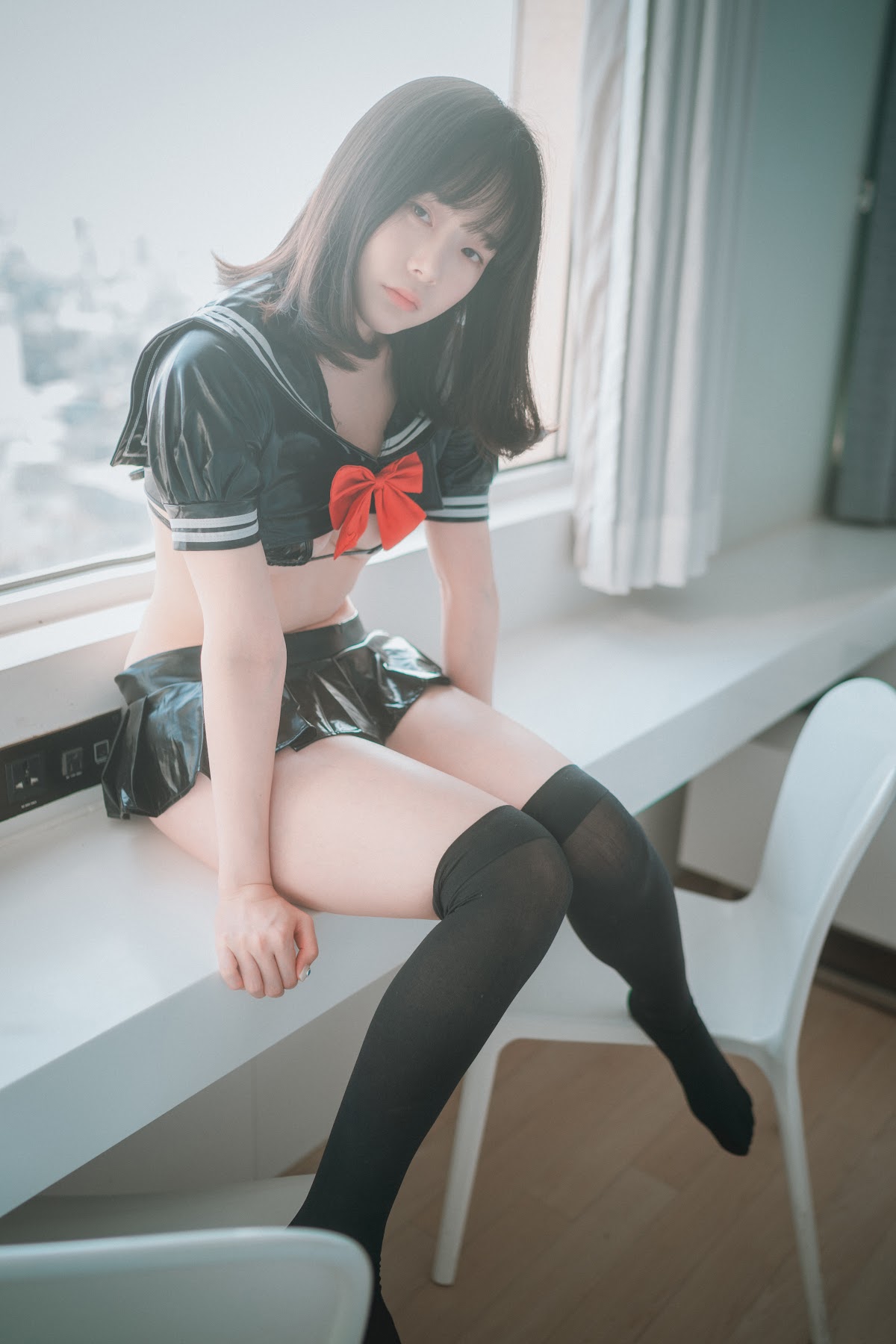 DJAWA Photo – Pia (피아) – Leather Black Schoolgirl - P24