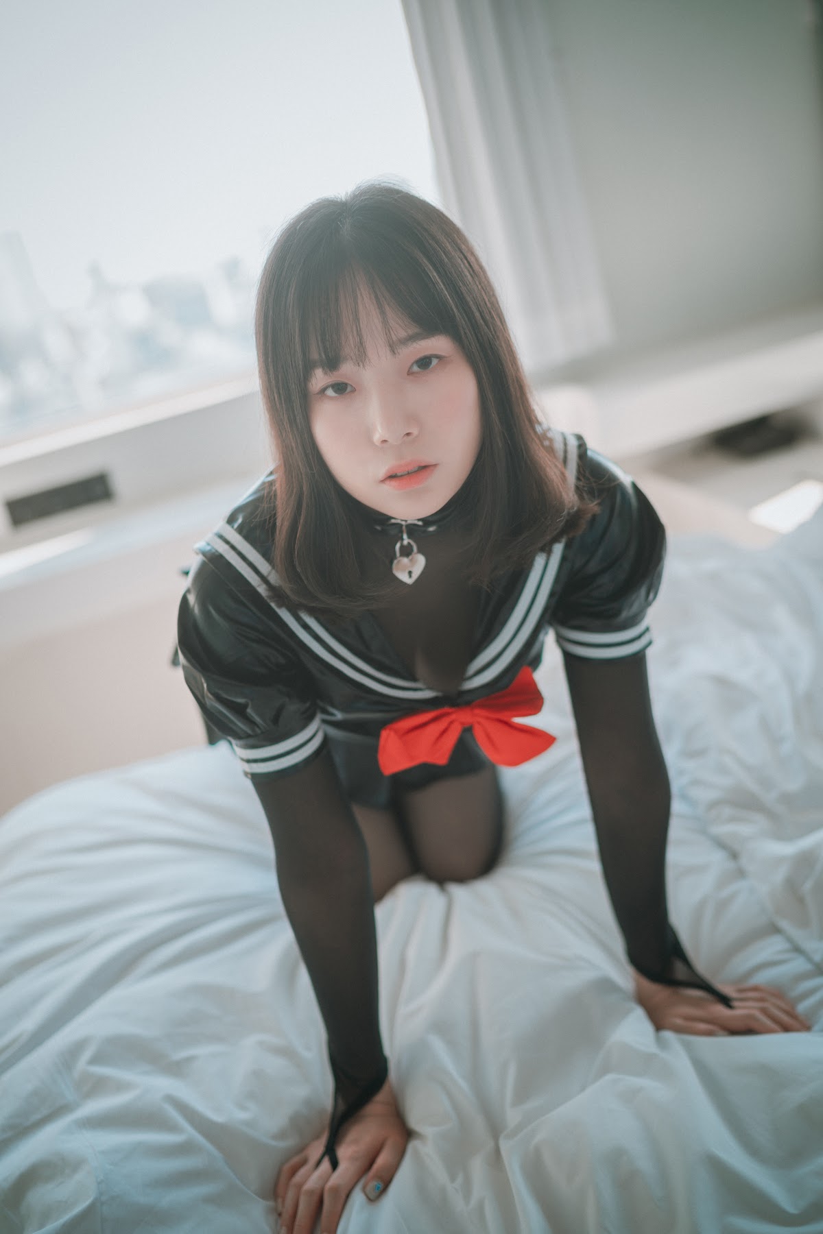 DJAWA Photo – Pia (피아) – Leather Black Schoolgirl - P73