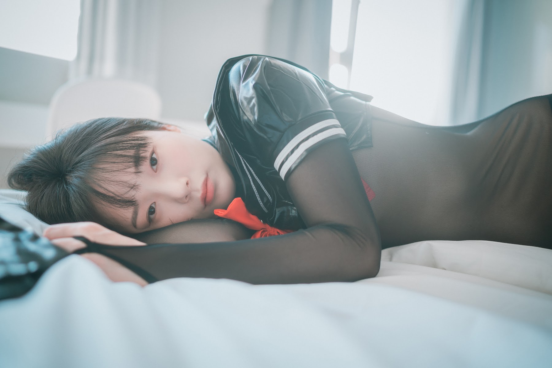 DJAWA Photo – Pia (피아) – Leather Black Schoolgirl - P98