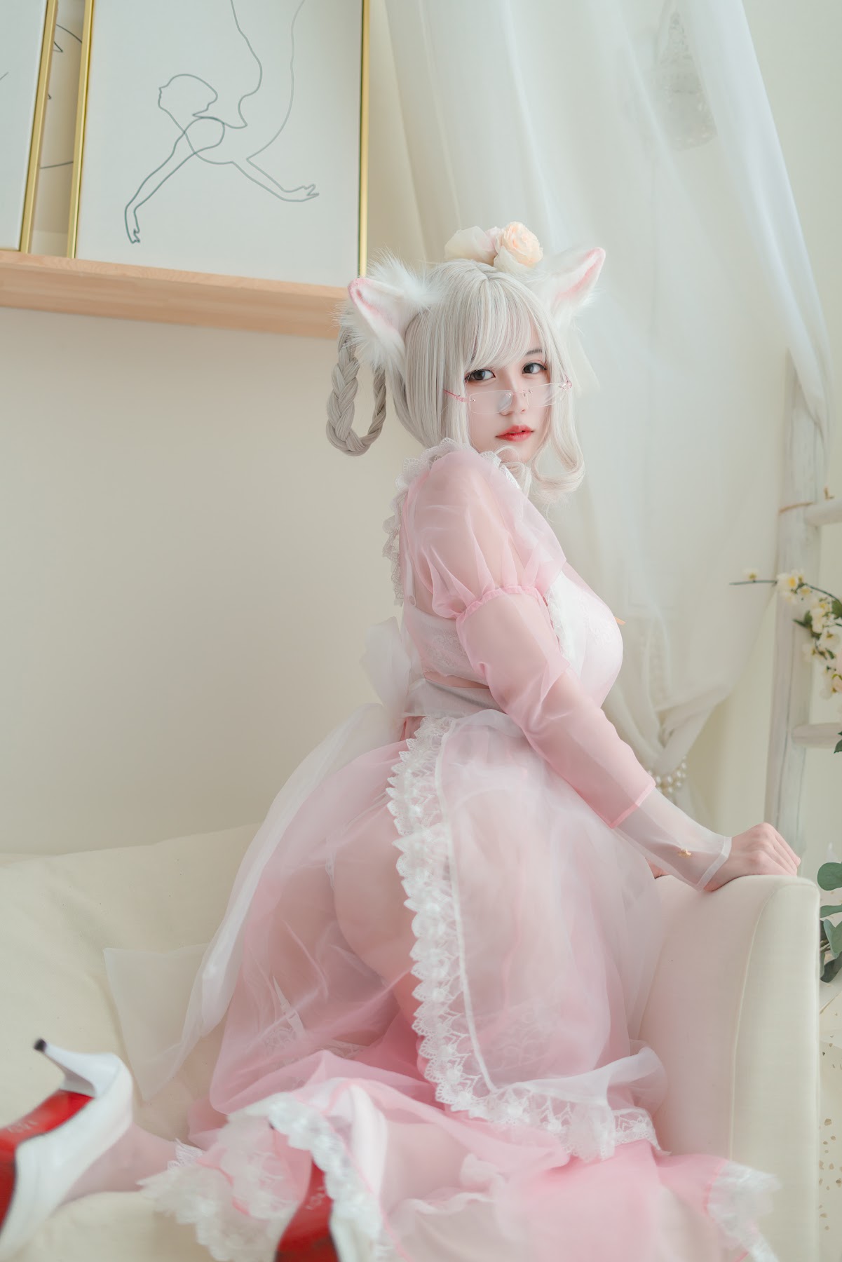 Coser@小仓千代w No.007 透明女仆粉色 - P22