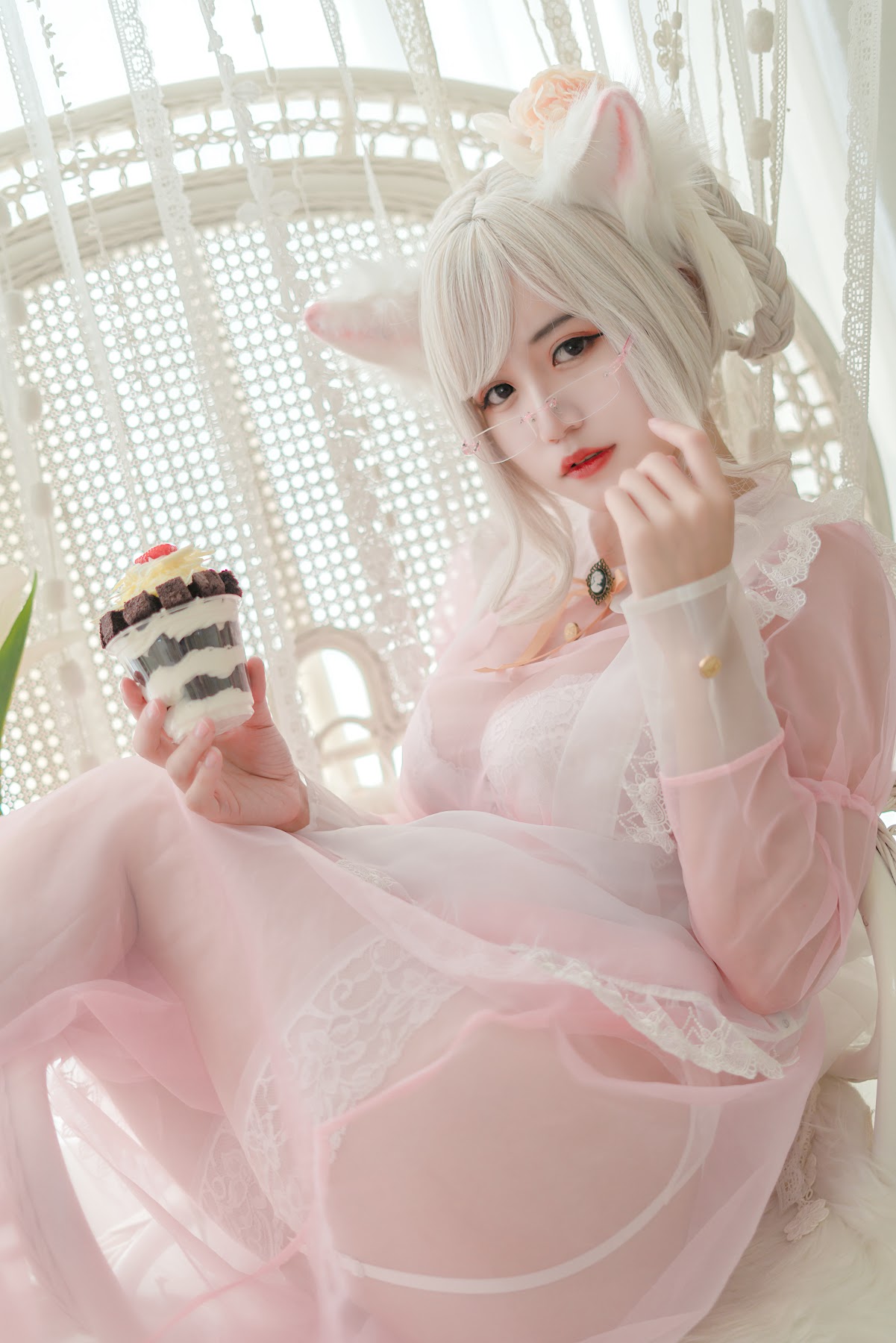 Coser@小仓千代w No.007 透明女仆粉色 - P2
