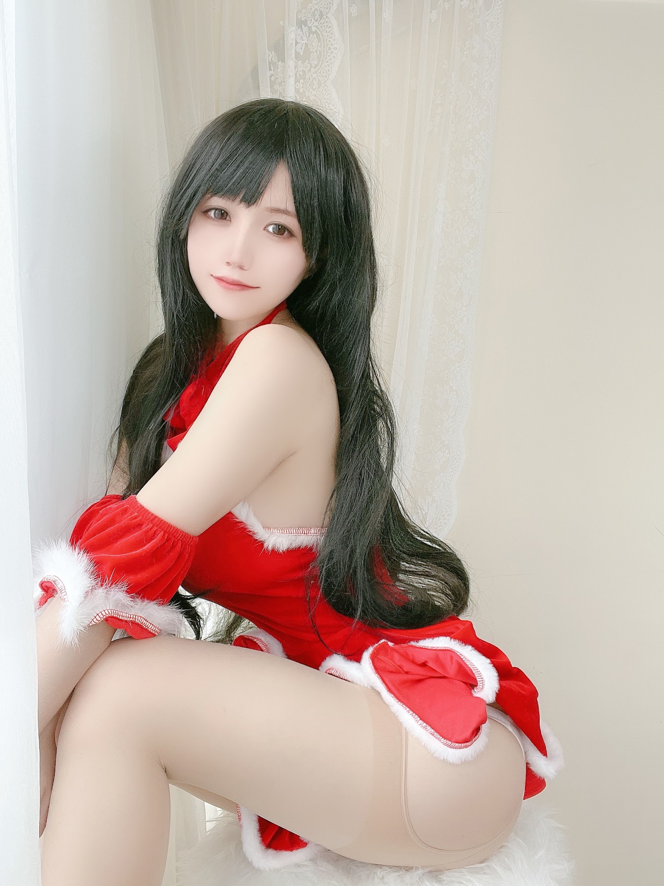 Coser@小仓千代w No.018 红色礼物裙 - P3