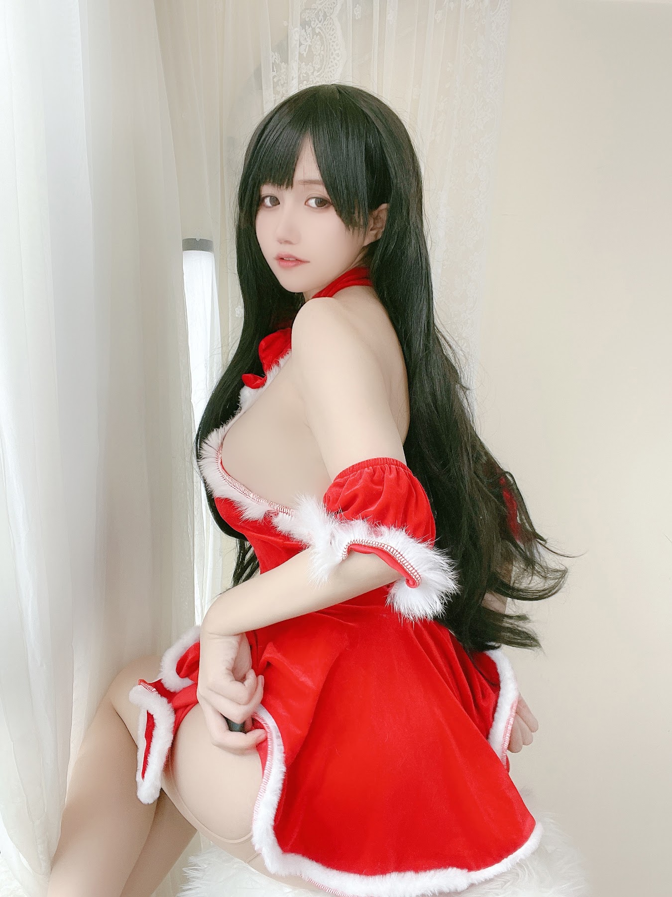Coser@小仓千代w No.018 红色礼物裙 - P6