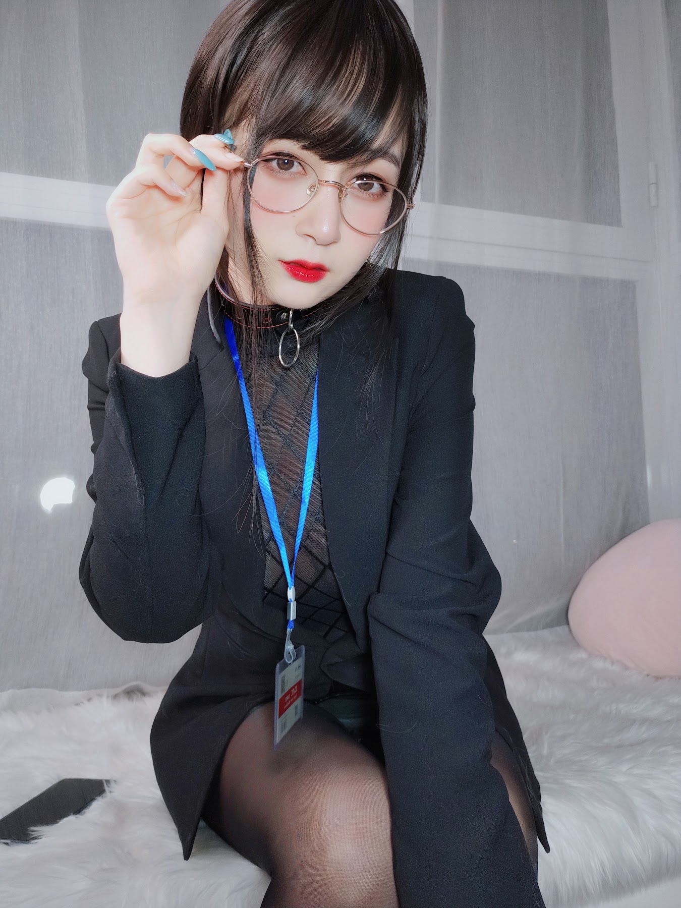 Coser@白银81 自撮り4(黑丝情趣) - P1