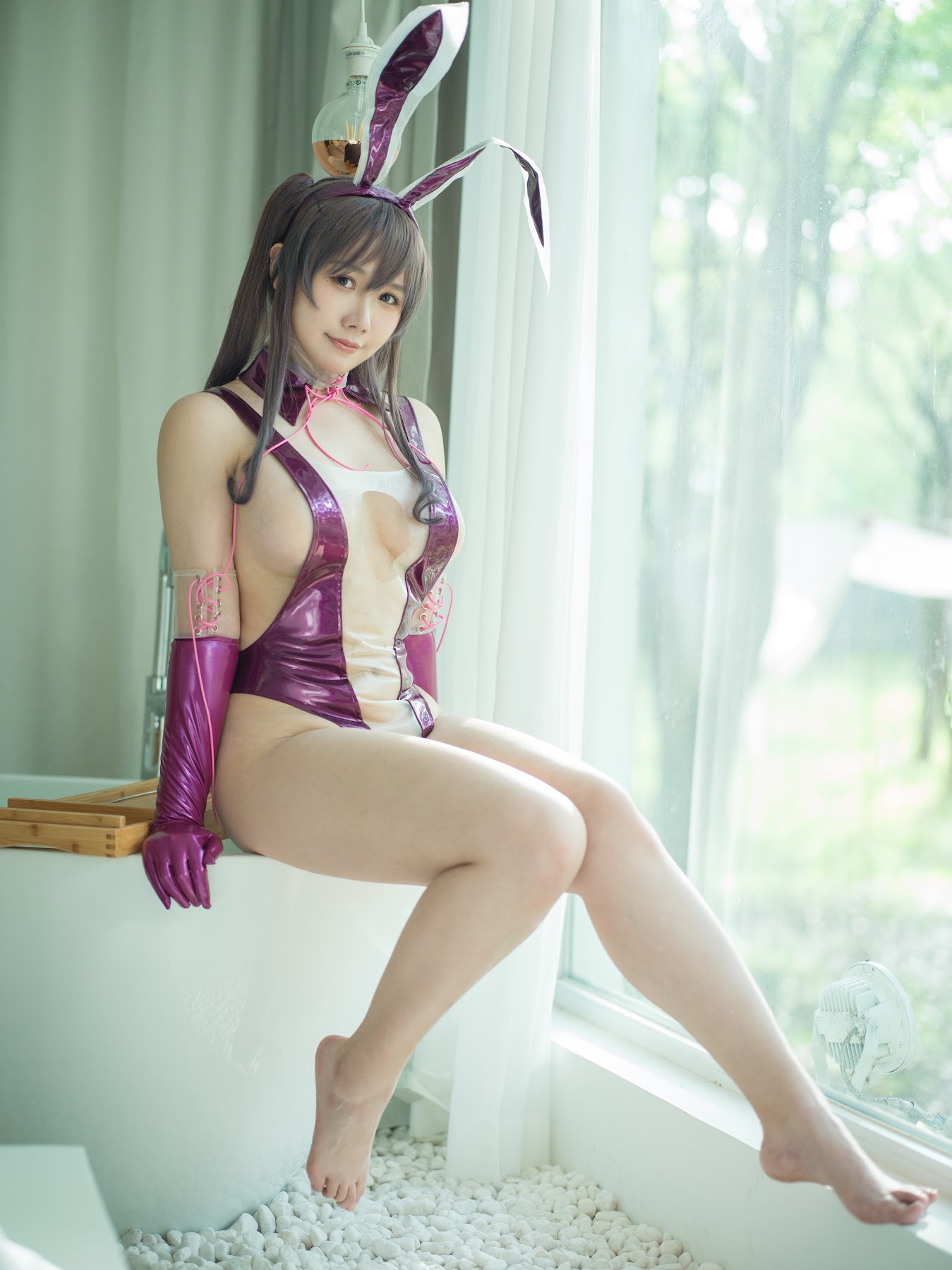 Coser@麻花麻花酱 – 紫色透明泳装 - P1