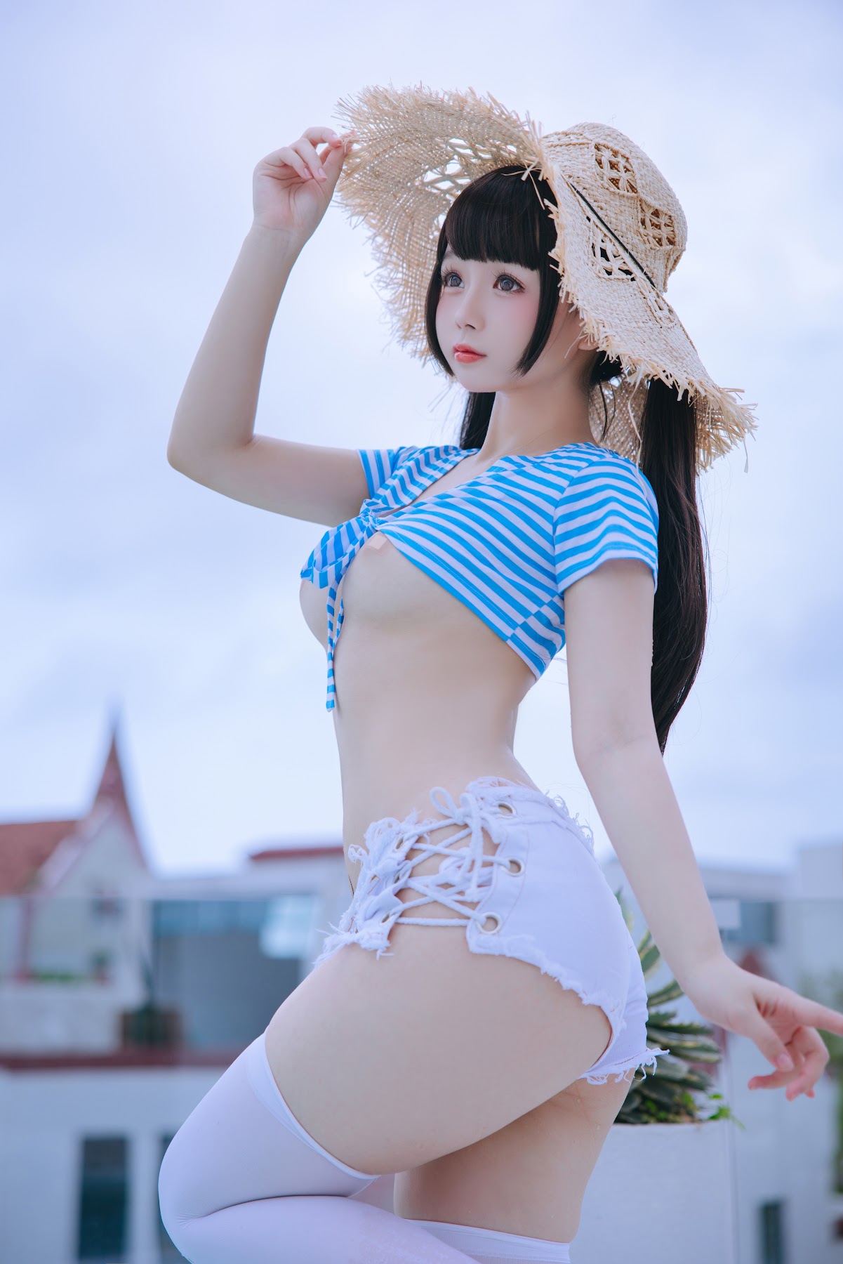 Coser@日奈娇 – 蓝白条 - P10