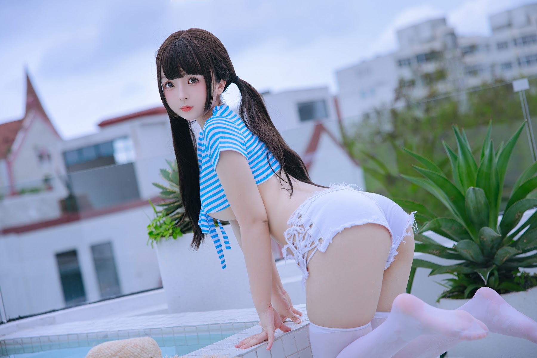 Coser@日奈娇 – 蓝白条 - P11