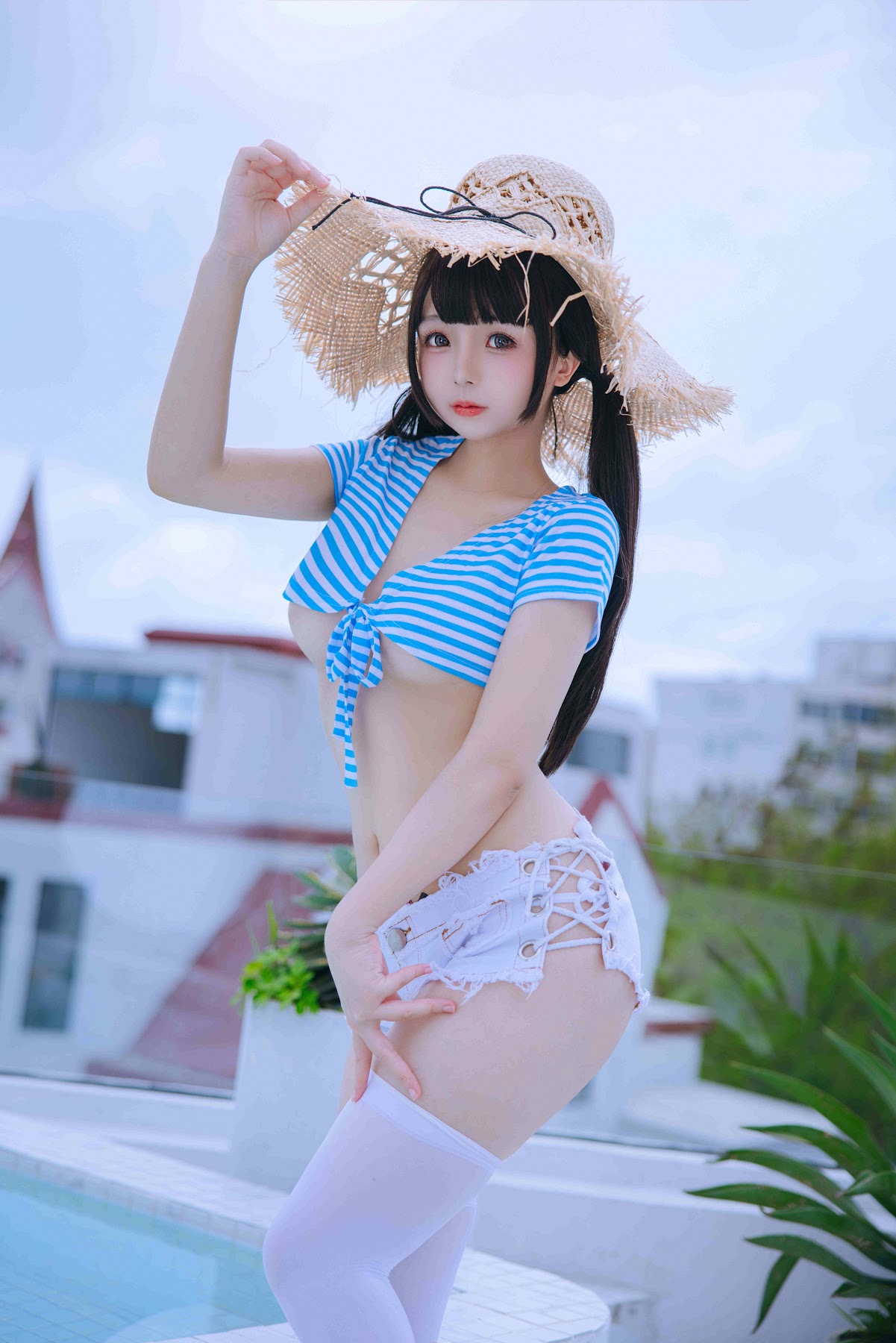Coser@日奈娇 – 蓝白条 - P2