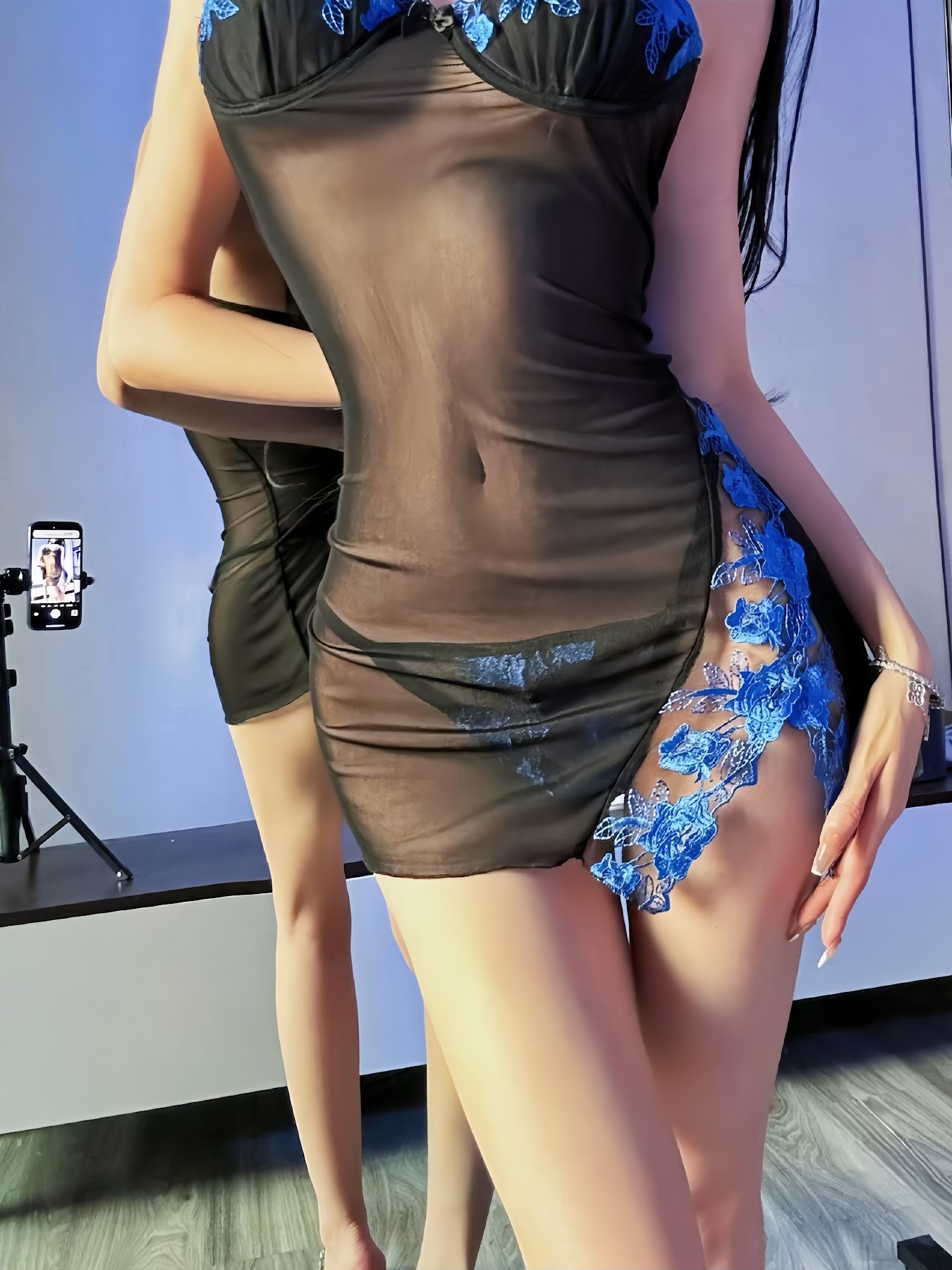 黎允熙baby – 黑丝透视性感睡裙 - P7