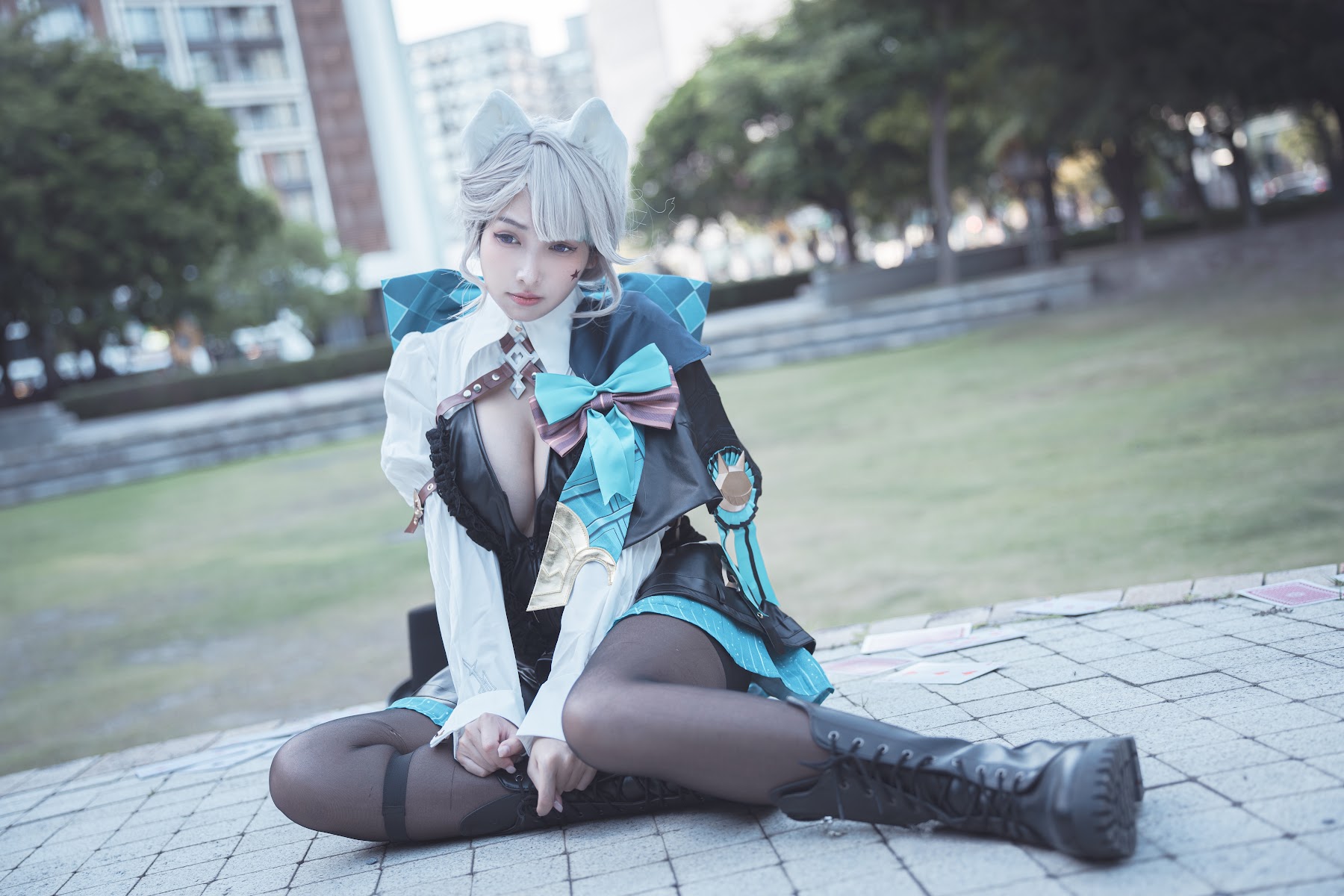 Coser@慕慕Momo – 原神 Genshin 琳妮特的色情魔術 室外 - P21