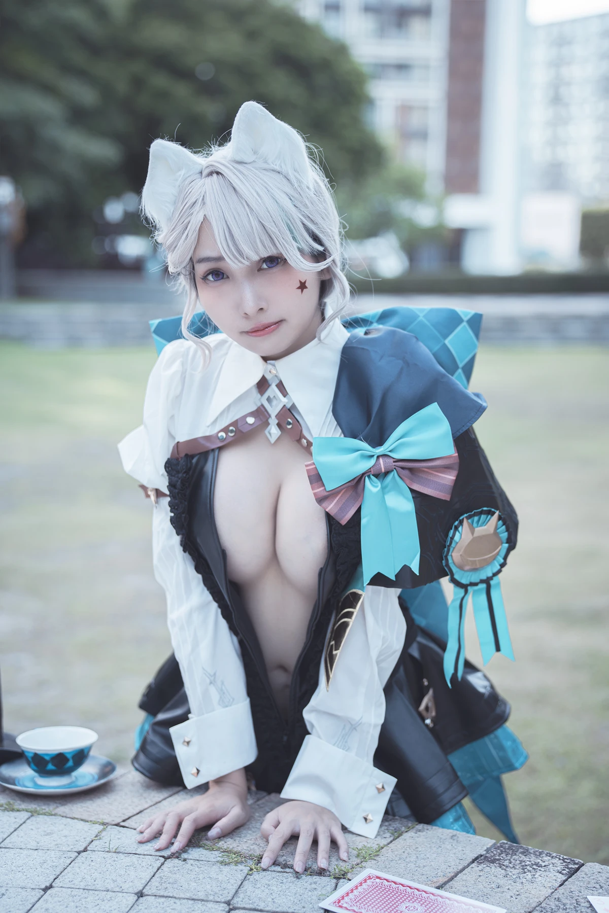 Cosplay 慕慕Momo – 聖女狩宴 御神子朱雀-傲嬌御姐全裸淫乳爆破！ - P23