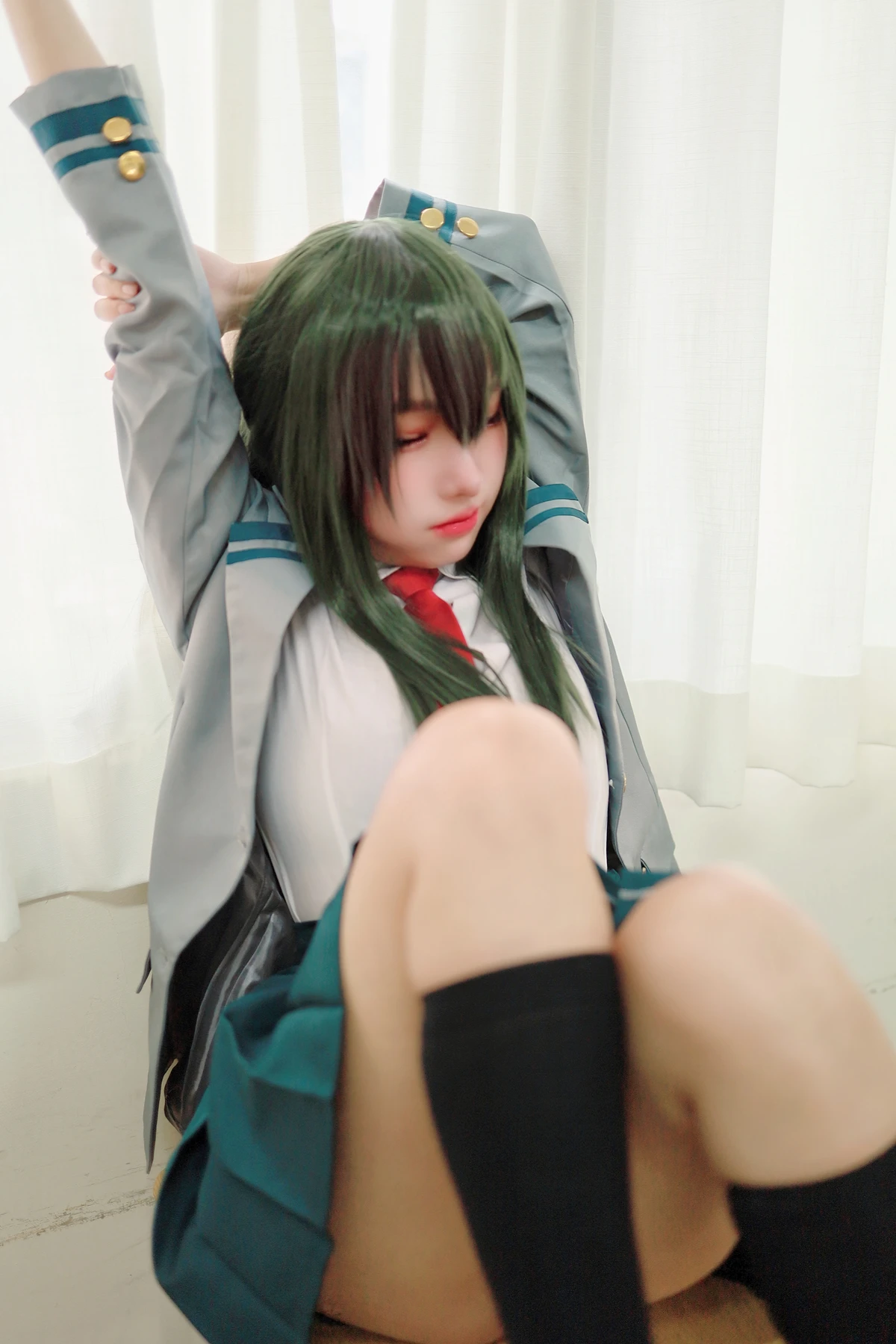 Cosplay 慕慕Momo – 剎那 Setsuna + 蛙吹梅雨 學生服 Asui Tsuyu - P10
