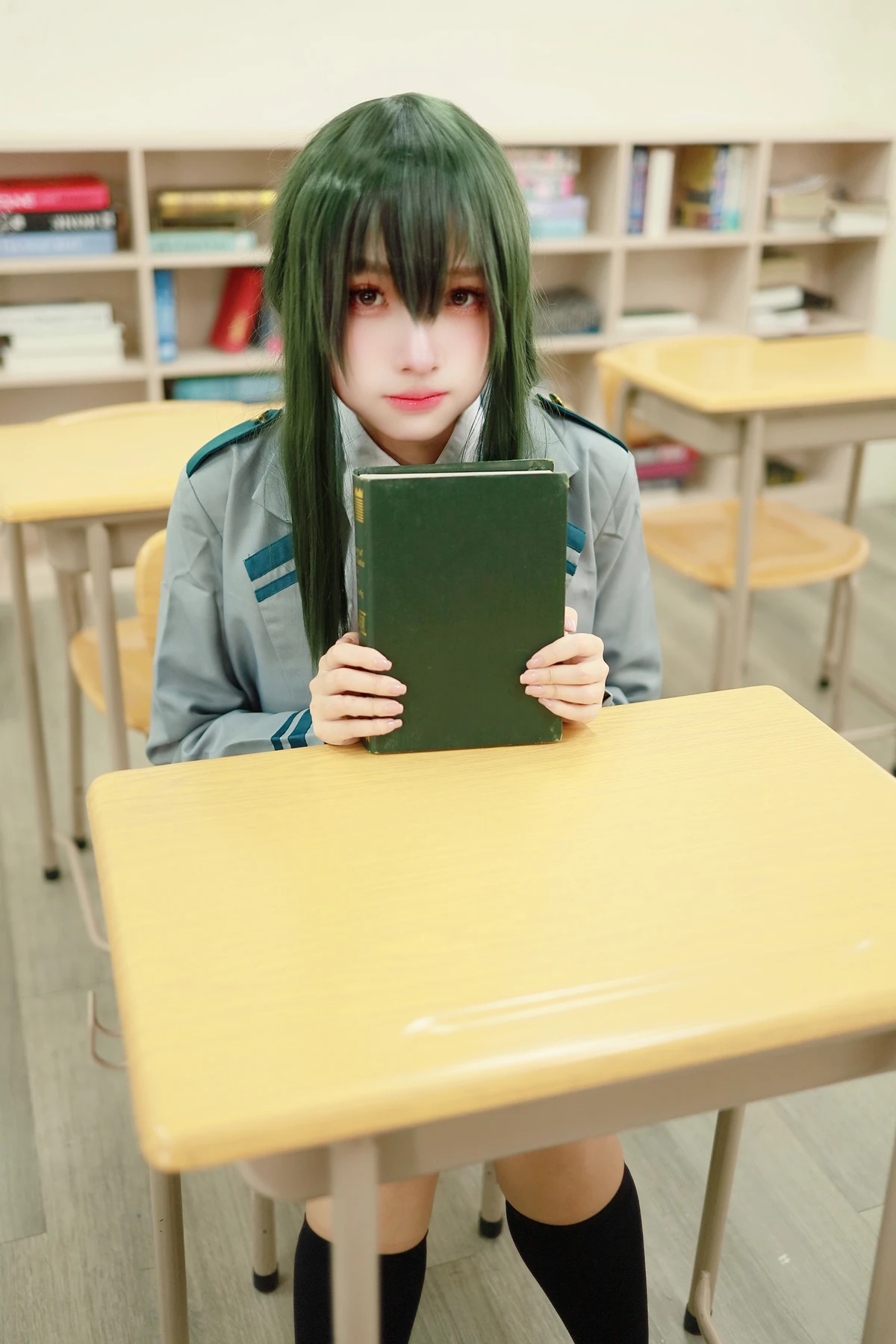 Cosplay 慕慕Momo – 剎那 Setsuna + 蛙吹梅雨 學生服 Asui Tsuyu - P15