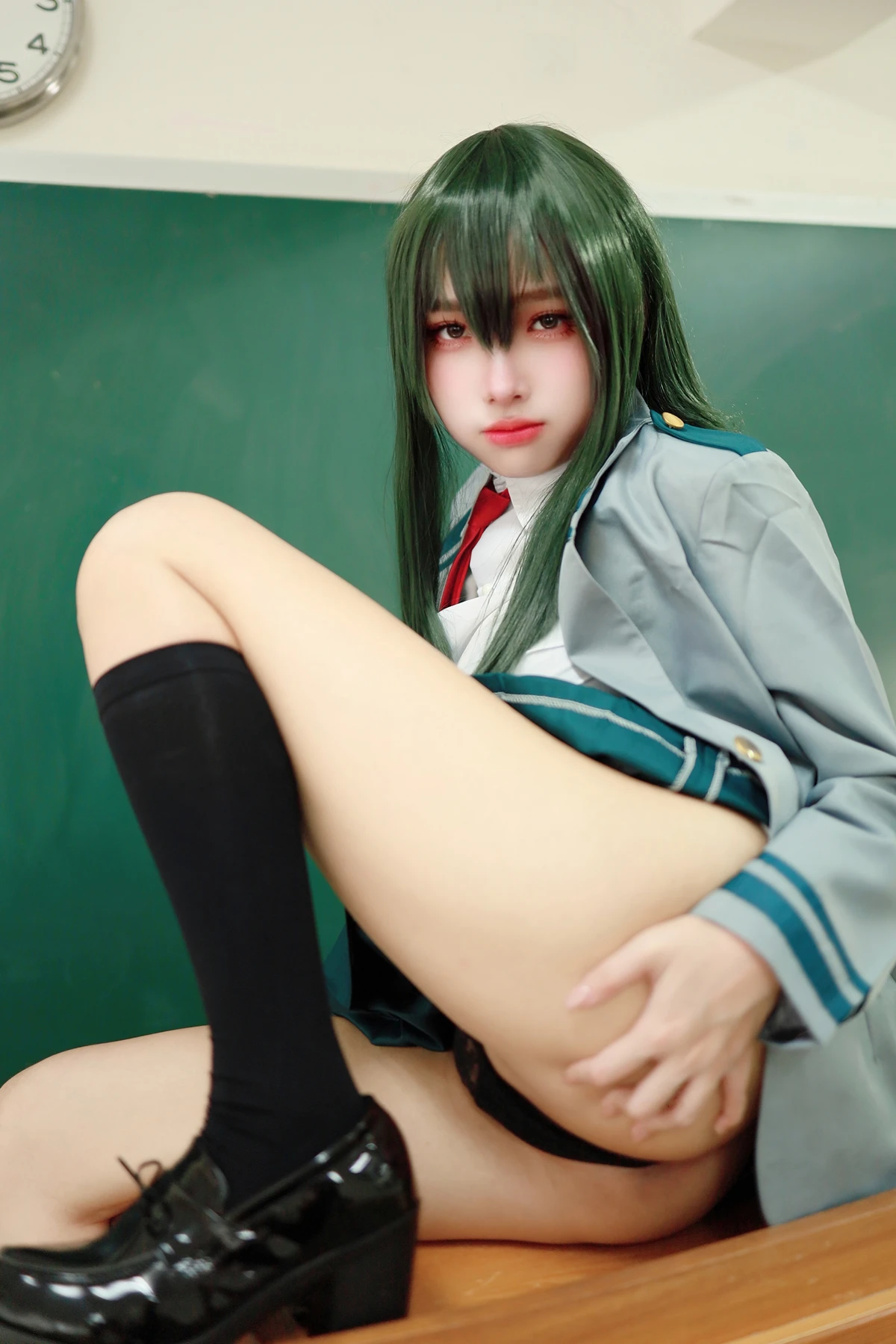 Cosplay 慕慕Momo – 剎那 Setsuna + 蛙吹梅雨 學生服 Asui Tsuyu - P3