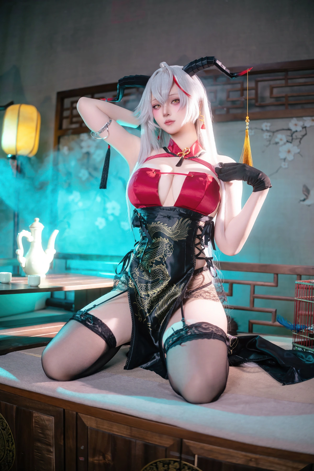 Cosplay 屿鱼 – 碧蓝航线 埃吉尔旗袍 - P1