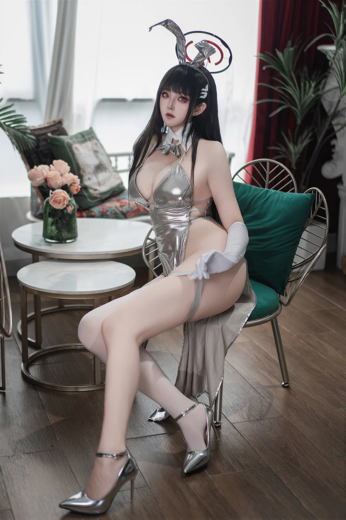 Cosplay Natsuko夏夏子 – 蔚蓝档案 调月莉音礼服 - P33