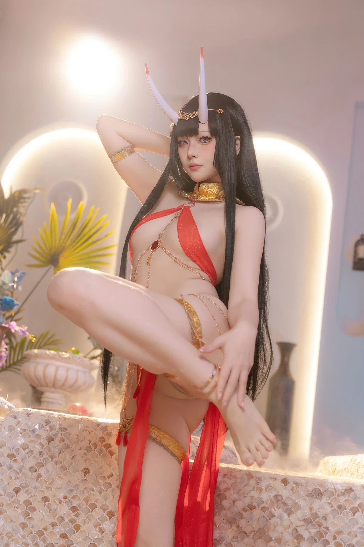 Cosplay 屿鱼 – 碧蓝航线 能代 赤纱浴影 - P17