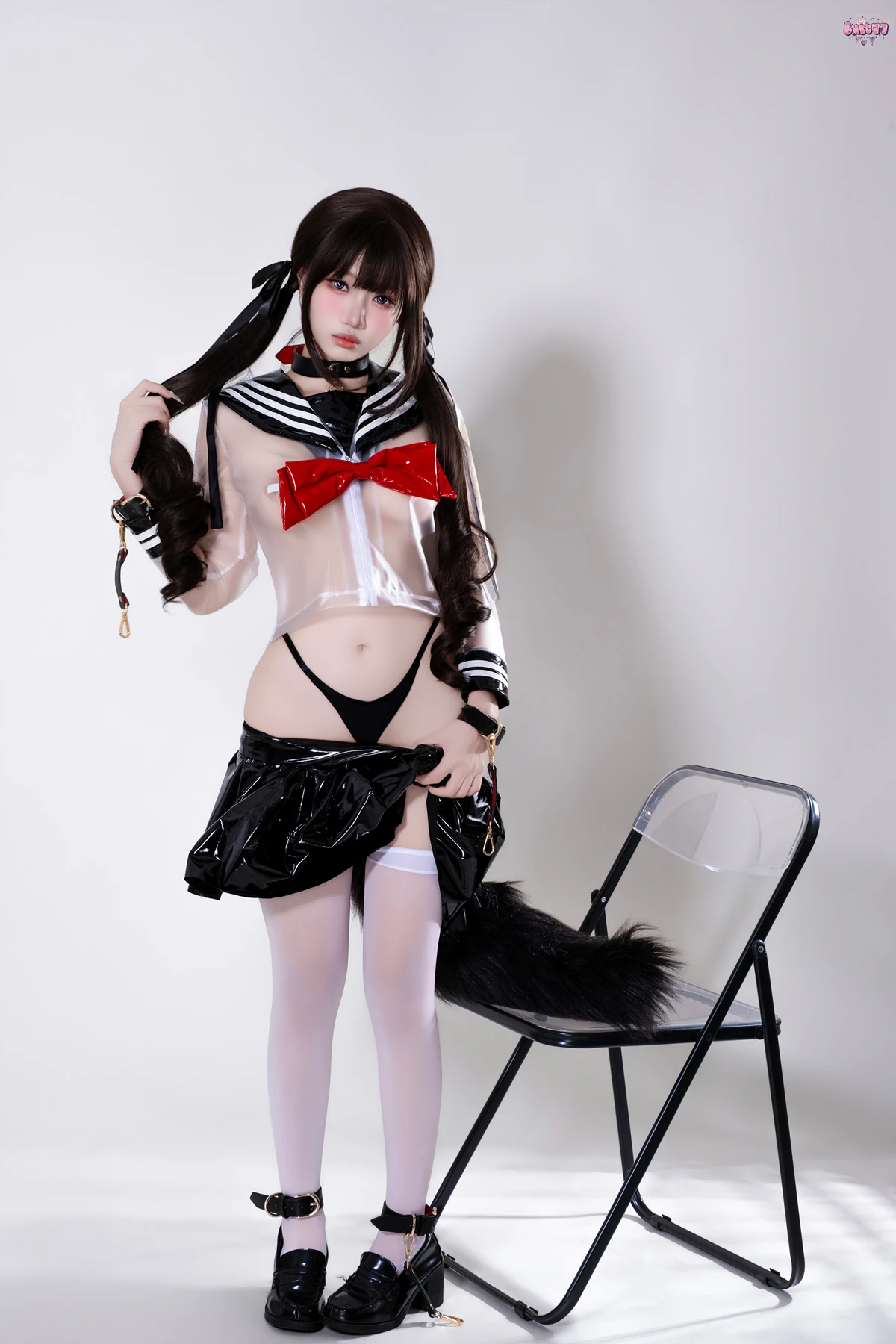 Cosplay 柒柒要乖哦 – 兽尾透明JK - P22
