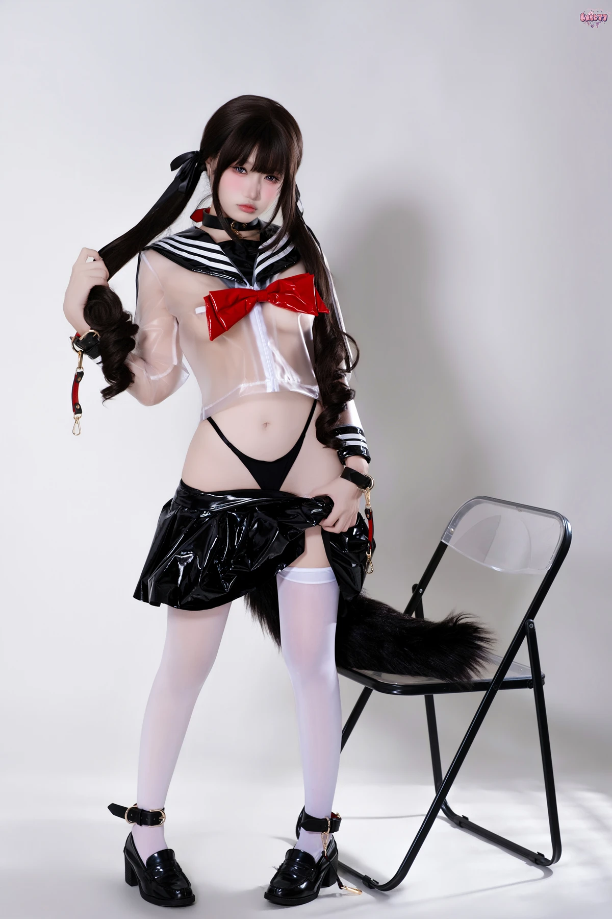 Cosplay 柒柒要乖哦 – 兽尾透明JK - P23