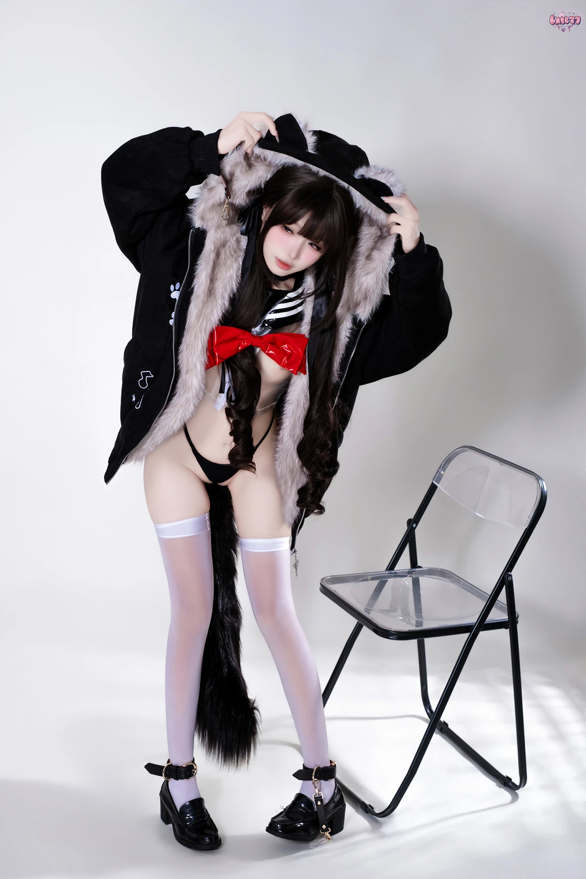 Cosplay 柒柒要乖哦 – 兽尾透明JK - P28