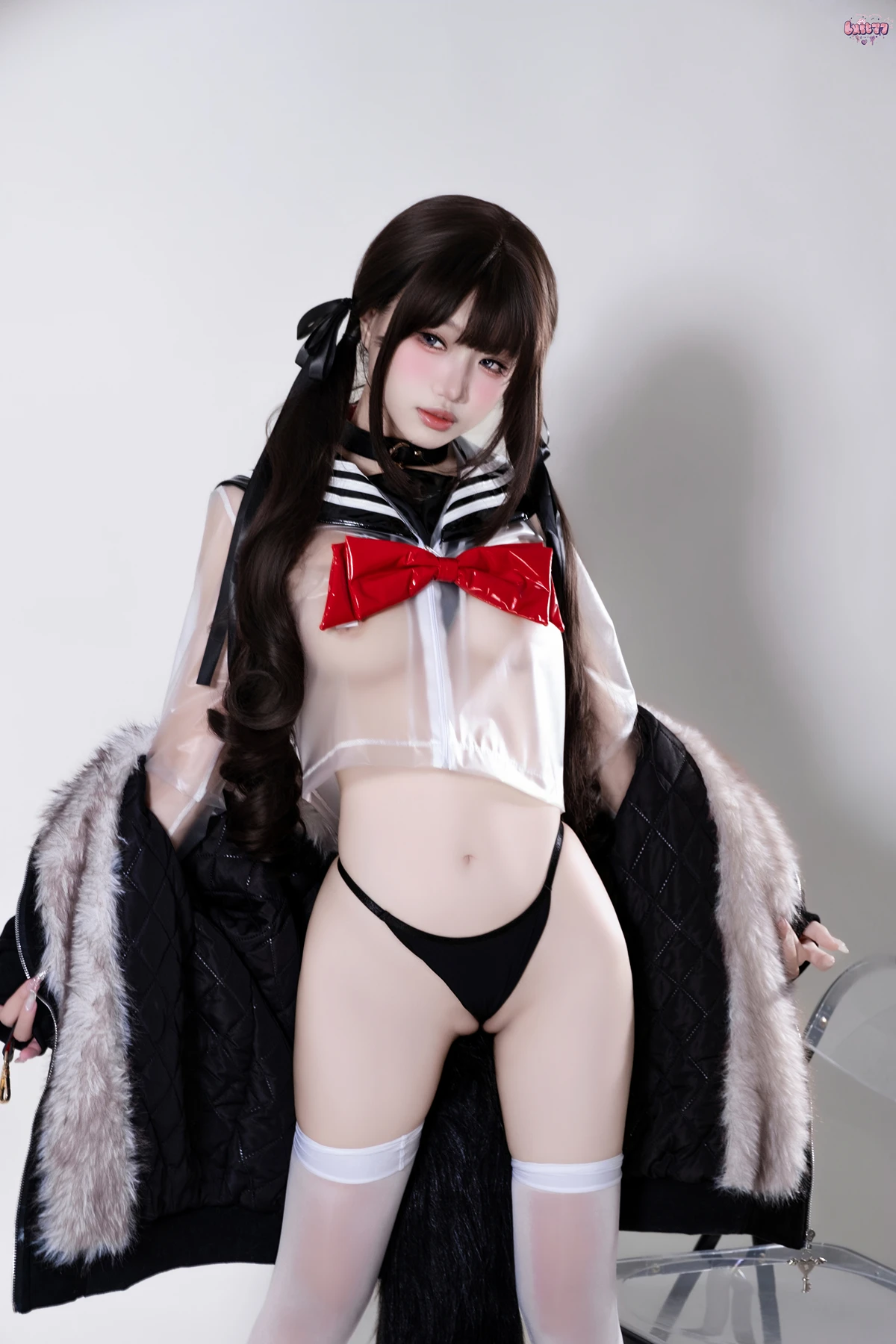 Cosplay 柒柒要乖哦 – 兽尾透明JK - P31