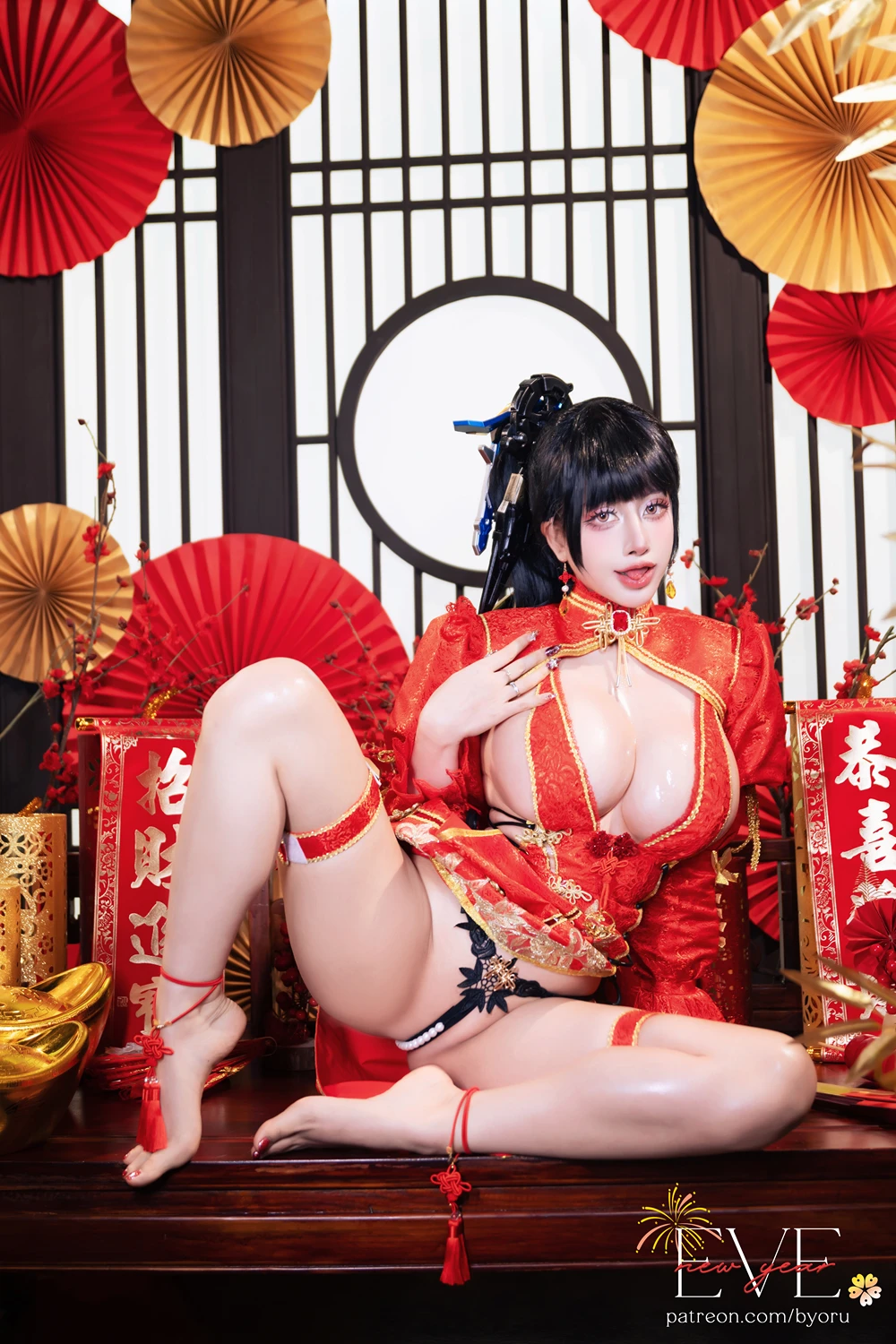 Cosplay 日本性感萝莉Byoru – Eve New Year Qipao - P10