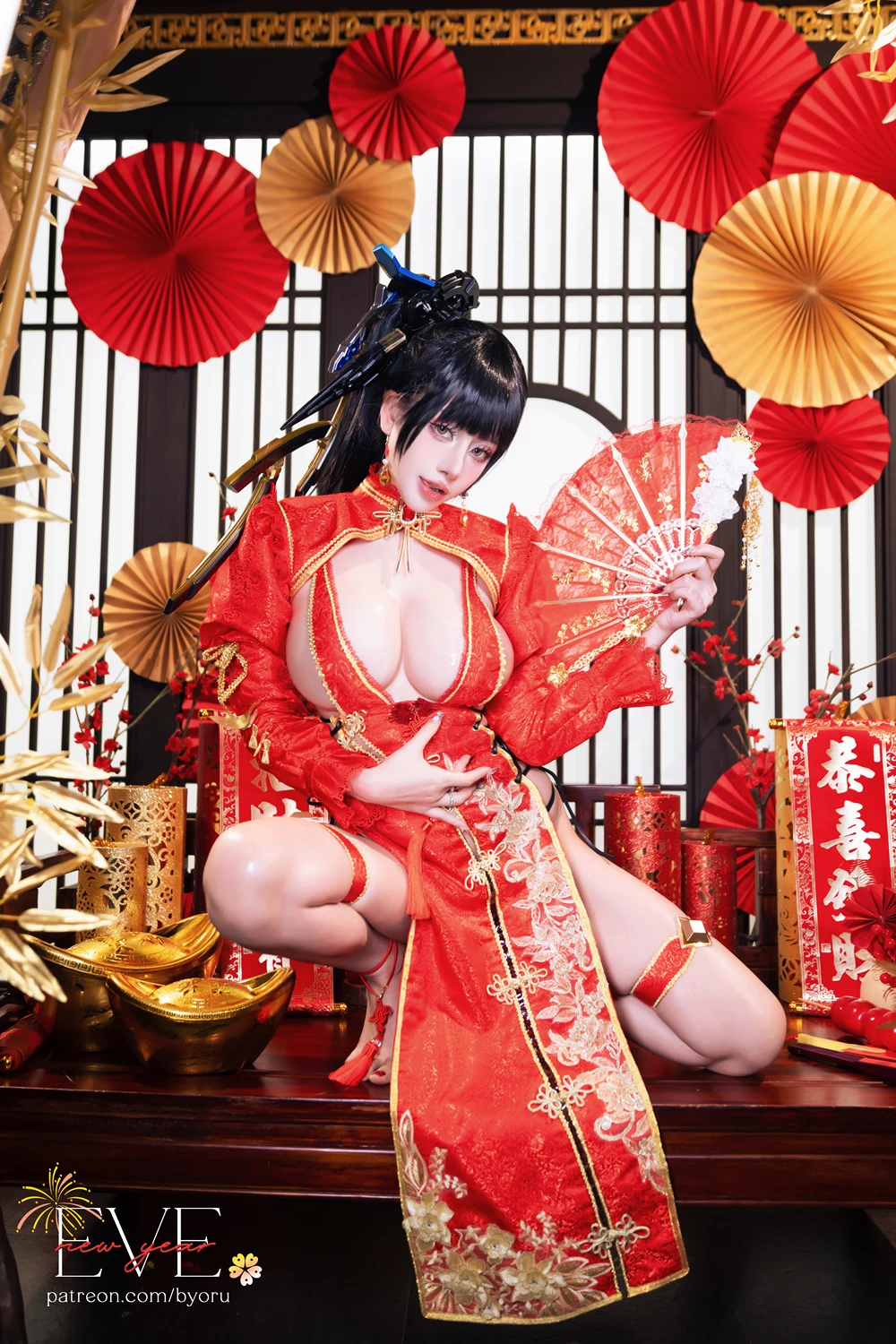 Cosplay 日本性感萝莉Byoru – Eve New Year Qipao - P11