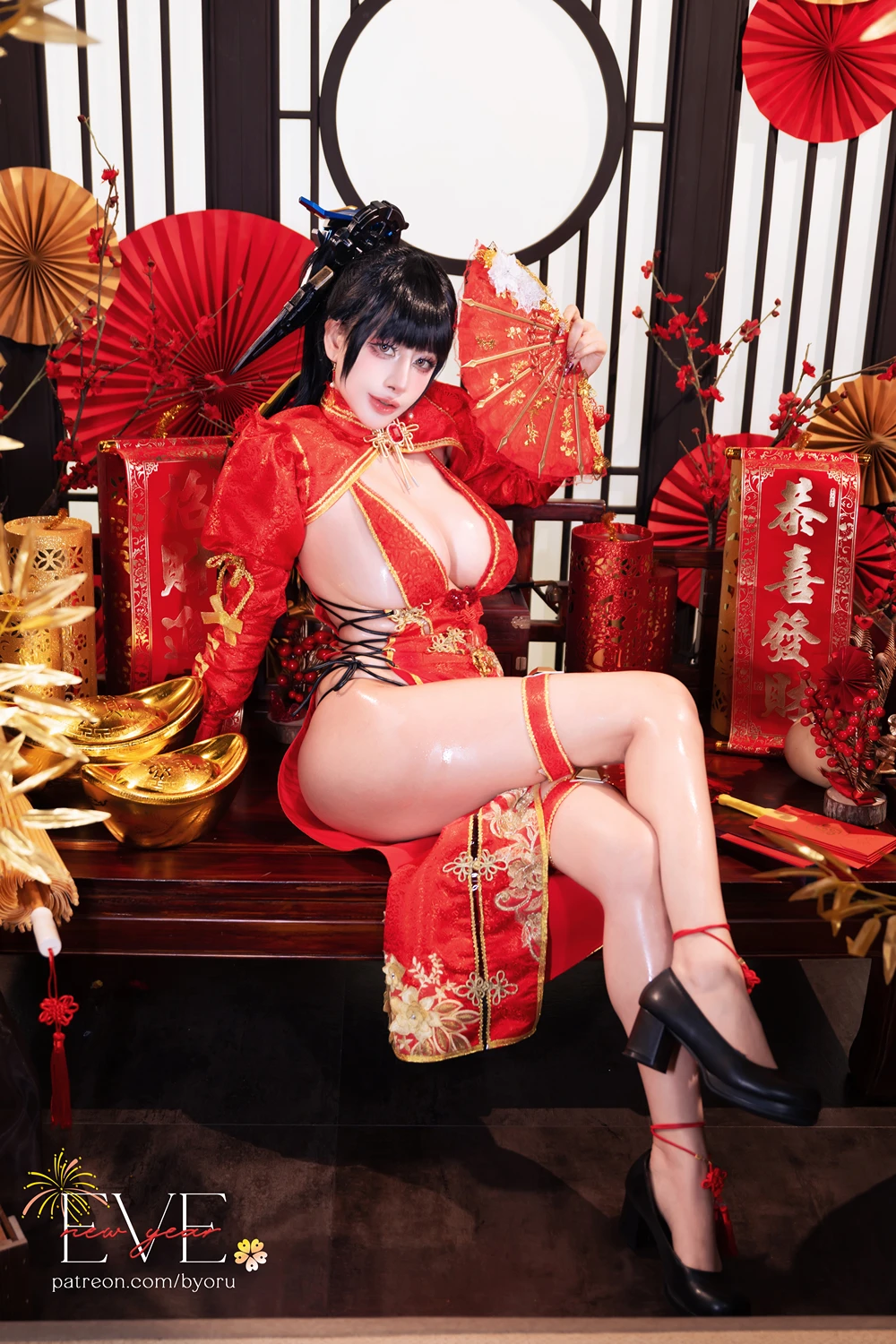 Cosplay 日本性感萝莉Byoru – Eve New Year Qipao - P2