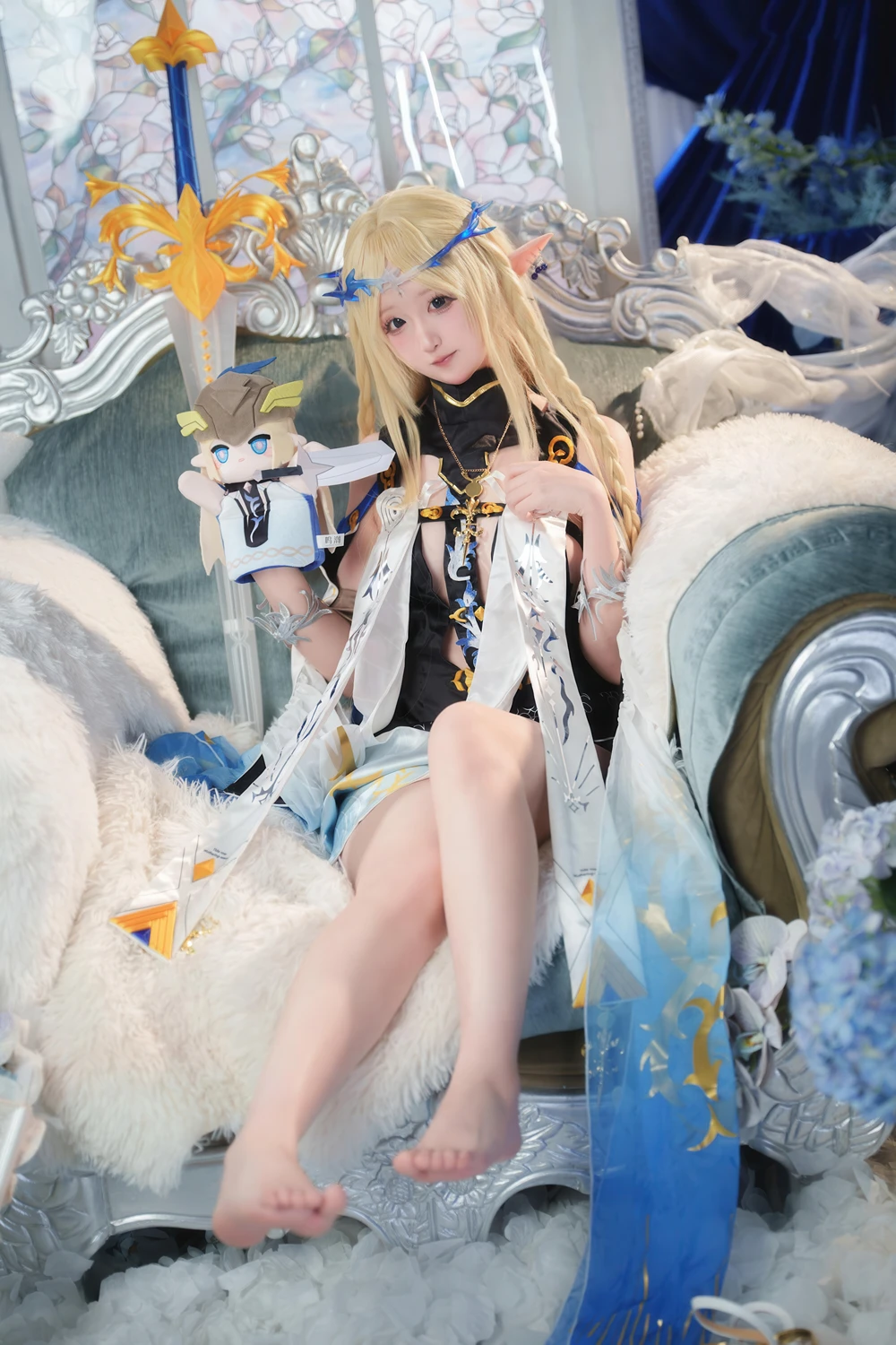Cosplay Seele麦麦 – 鸣潮 菲比&卡提希娅·蓝色花海物语 - P36