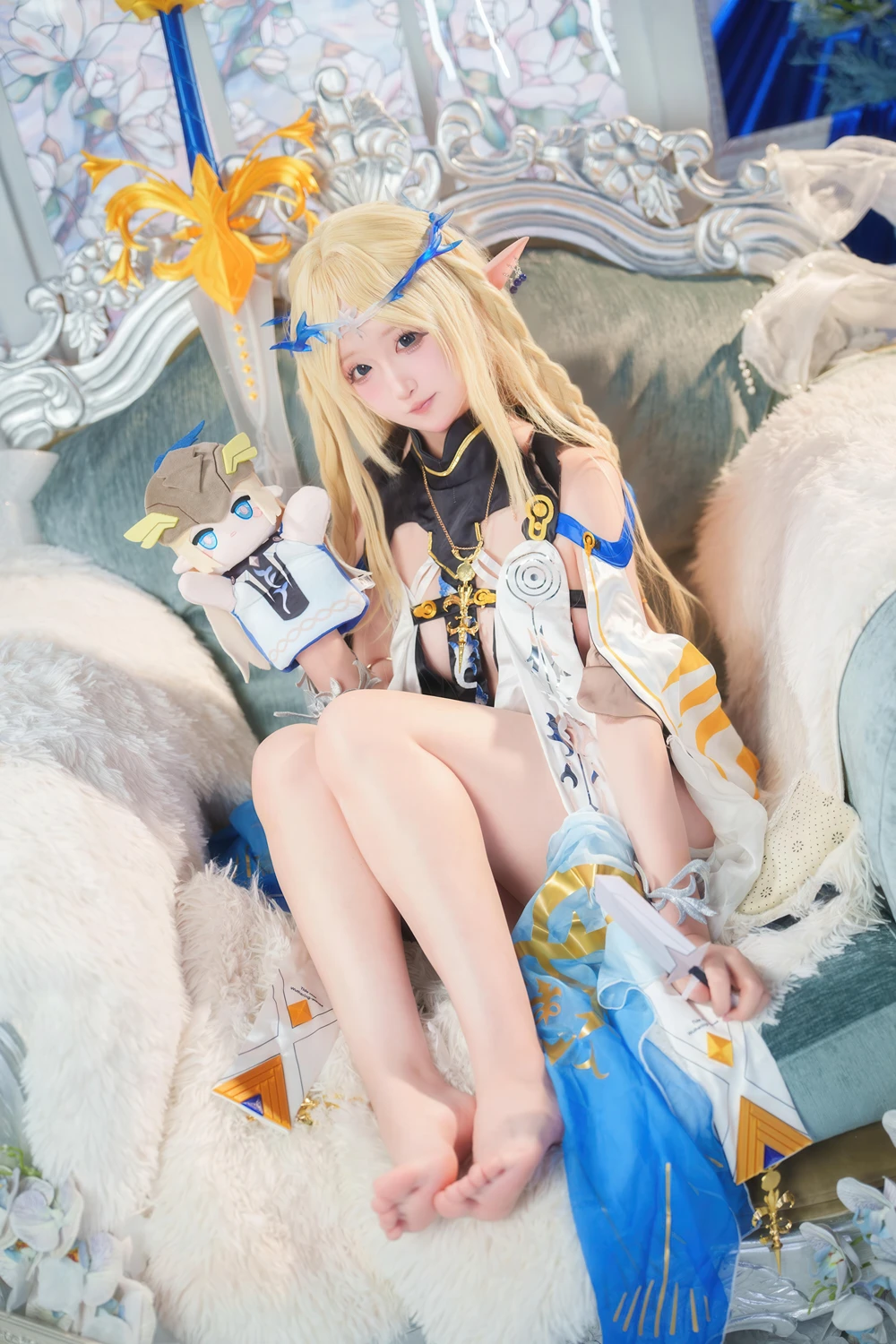 Cosplay Seele麦麦 – 鸣潮 菲比&卡提希娅·蓝色花海物语 - P40