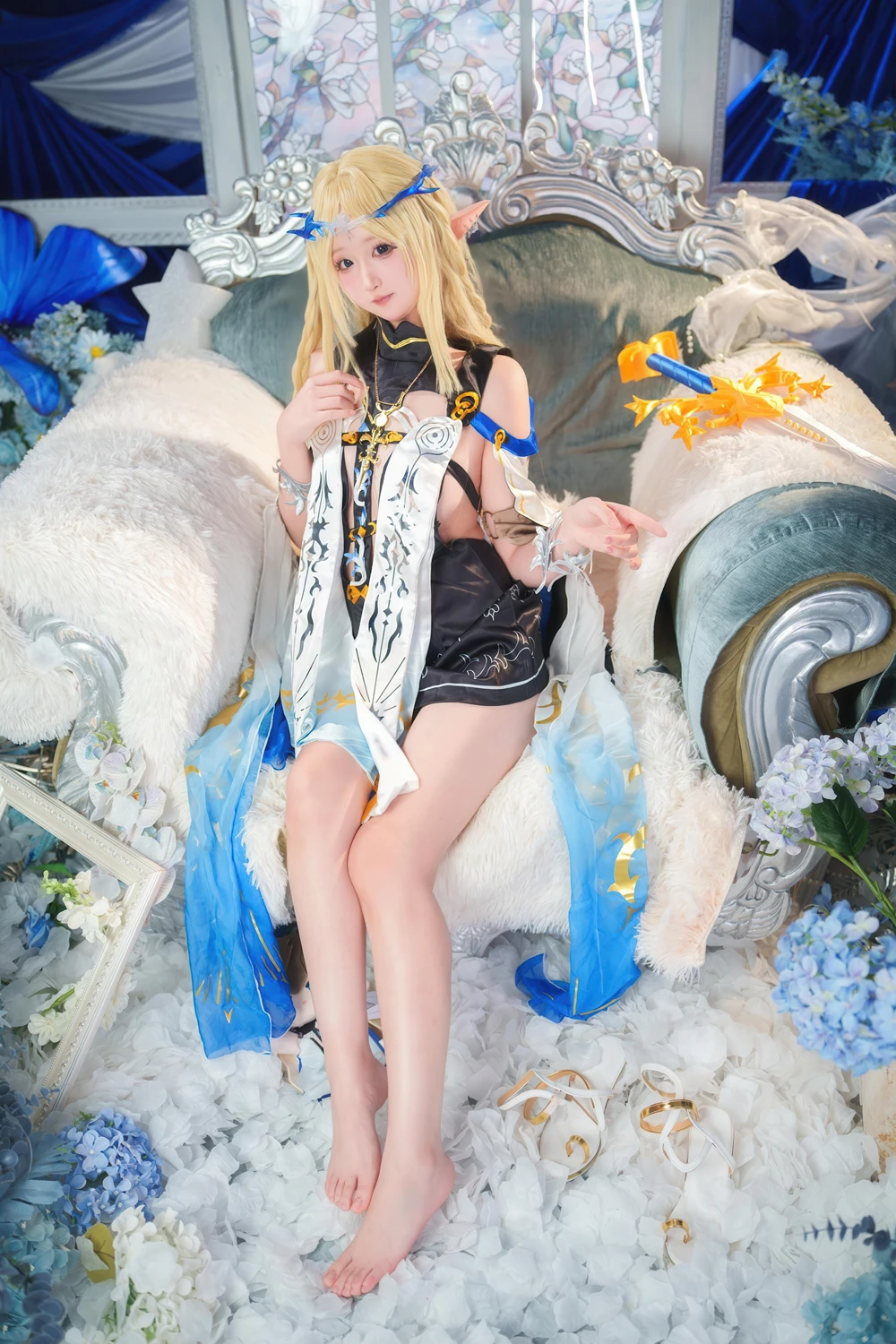 Cosplay Seele麦麦 – 鸣潮 菲比&卡提希娅·蓝色花海物语 - P50