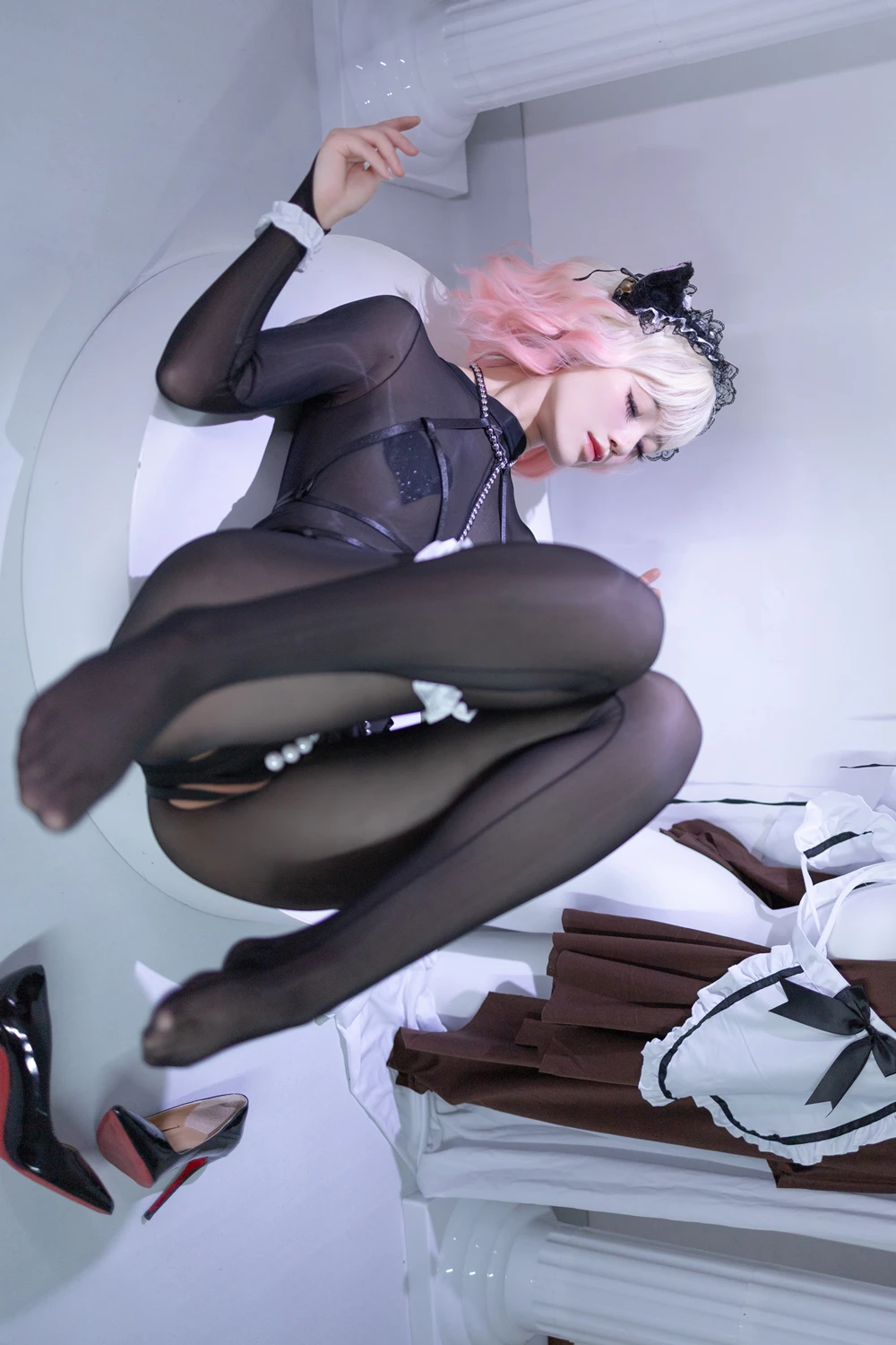 Cosplay 千反田鹿子 – 私房 黑丝女仆 - P39