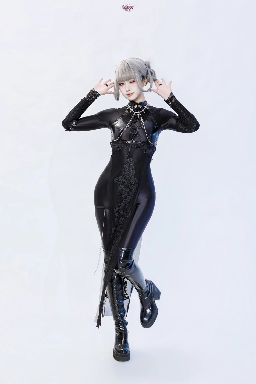 Cosplay 柒柒要乖哦 – 黑靡烟旗袍 - P1