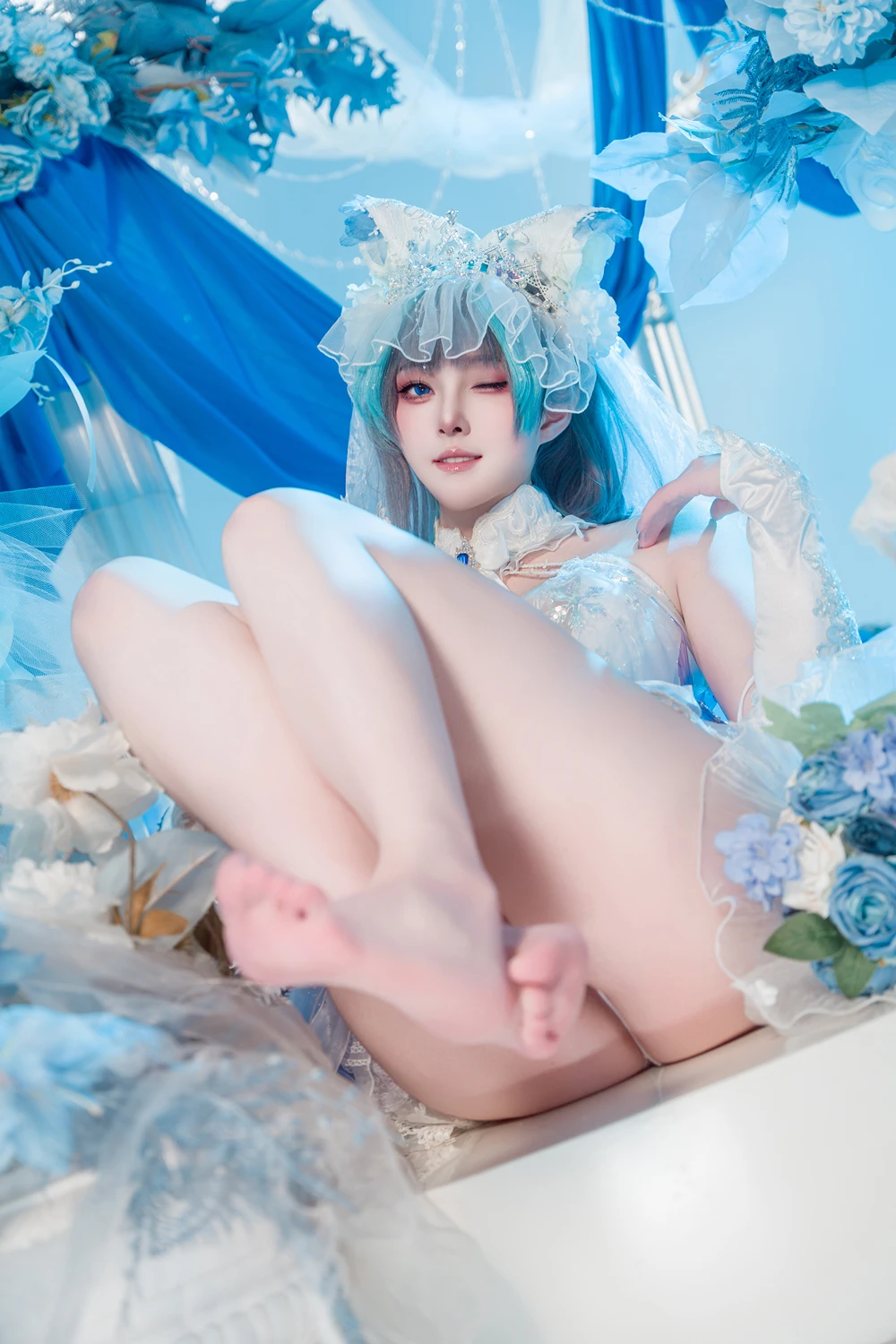 Cosplay Natsuko夏夏子 – 碧蓝航线 柴郡婚纱 - P21