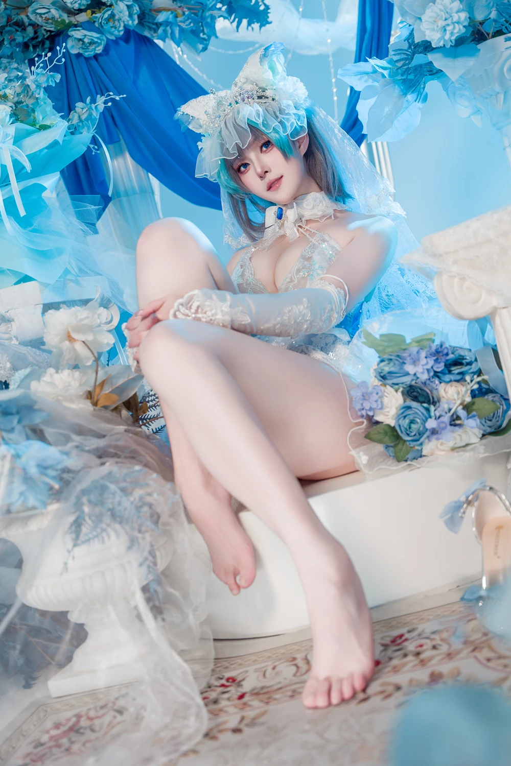 Cosplay Natsuko夏夏子 – 碧蓝航线 柴郡婚纱 - P23