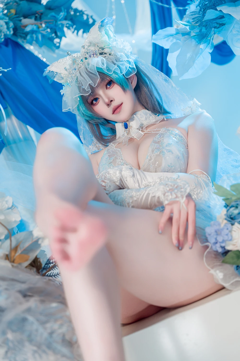 Cosplay Natsuko夏夏子 – 碧蓝航线 柴郡婚纱 - P24