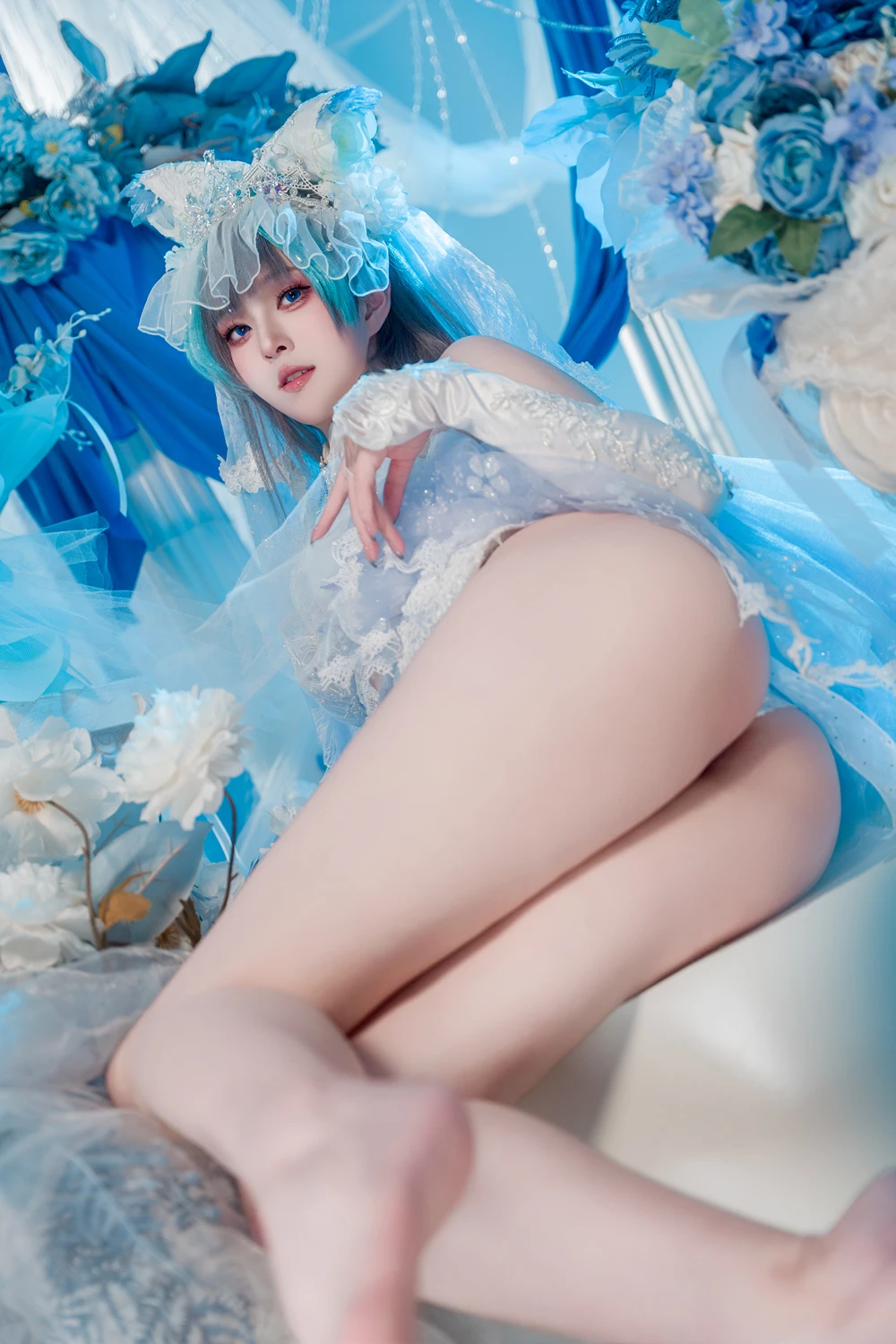 Cosplay Natsuko夏夏子 – 碧蓝航线 柴郡婚纱 - P28