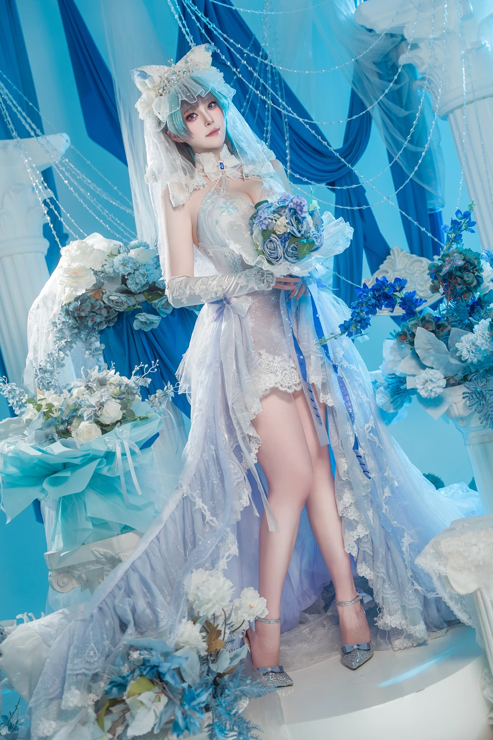 Cosplay Natsuko夏夏子 – 碧蓝航线 柴郡婚纱 - P2