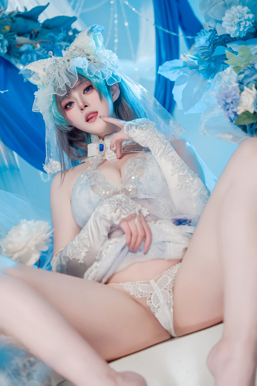 Cosplay Natsuko夏夏子 – 碧蓝航线 柴郡婚纱 - P29